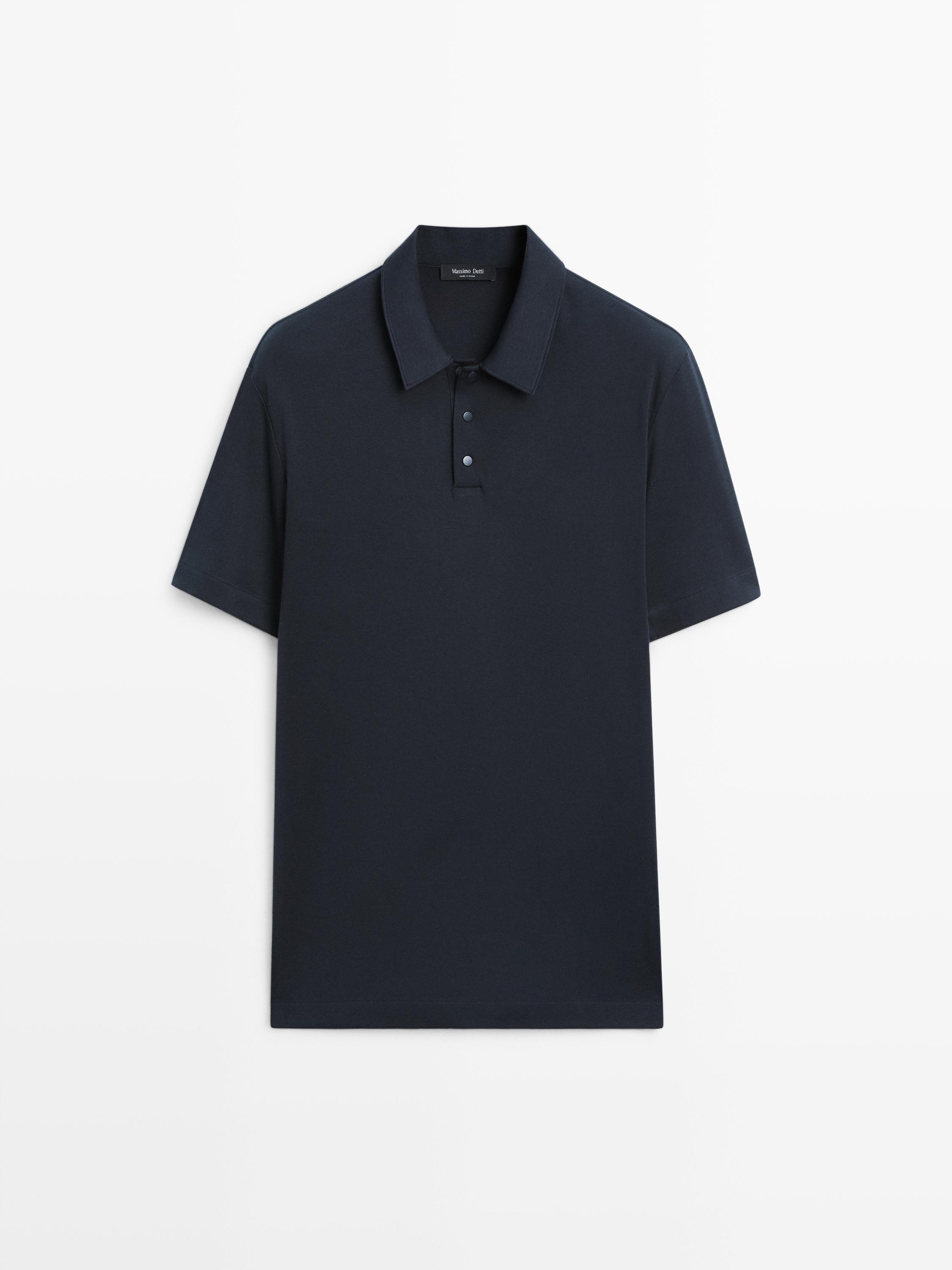 Kaus polo rajut campuran katun lengan pendek