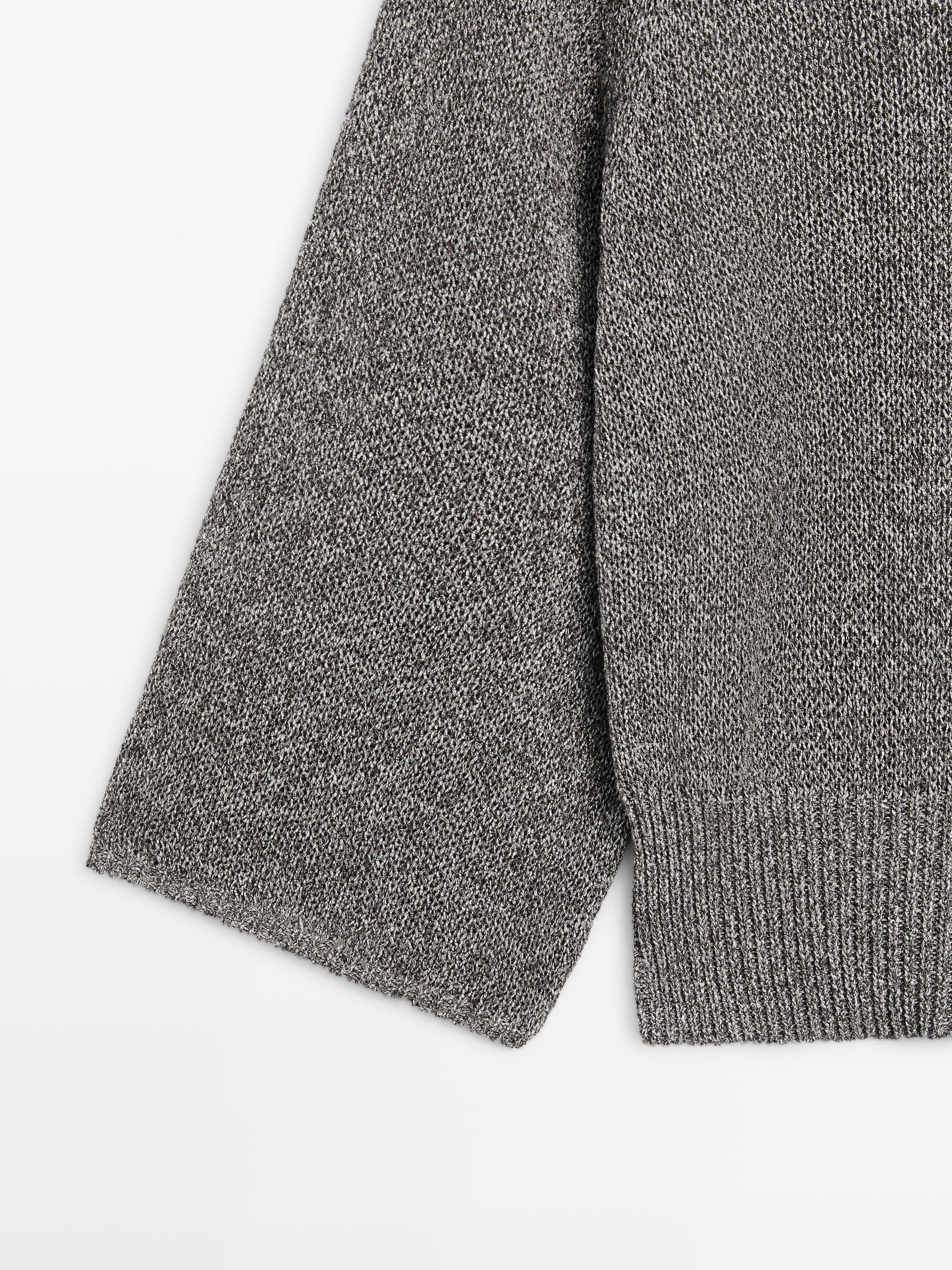 Cotton blend heathered knit sweater — MEDIUM GREY