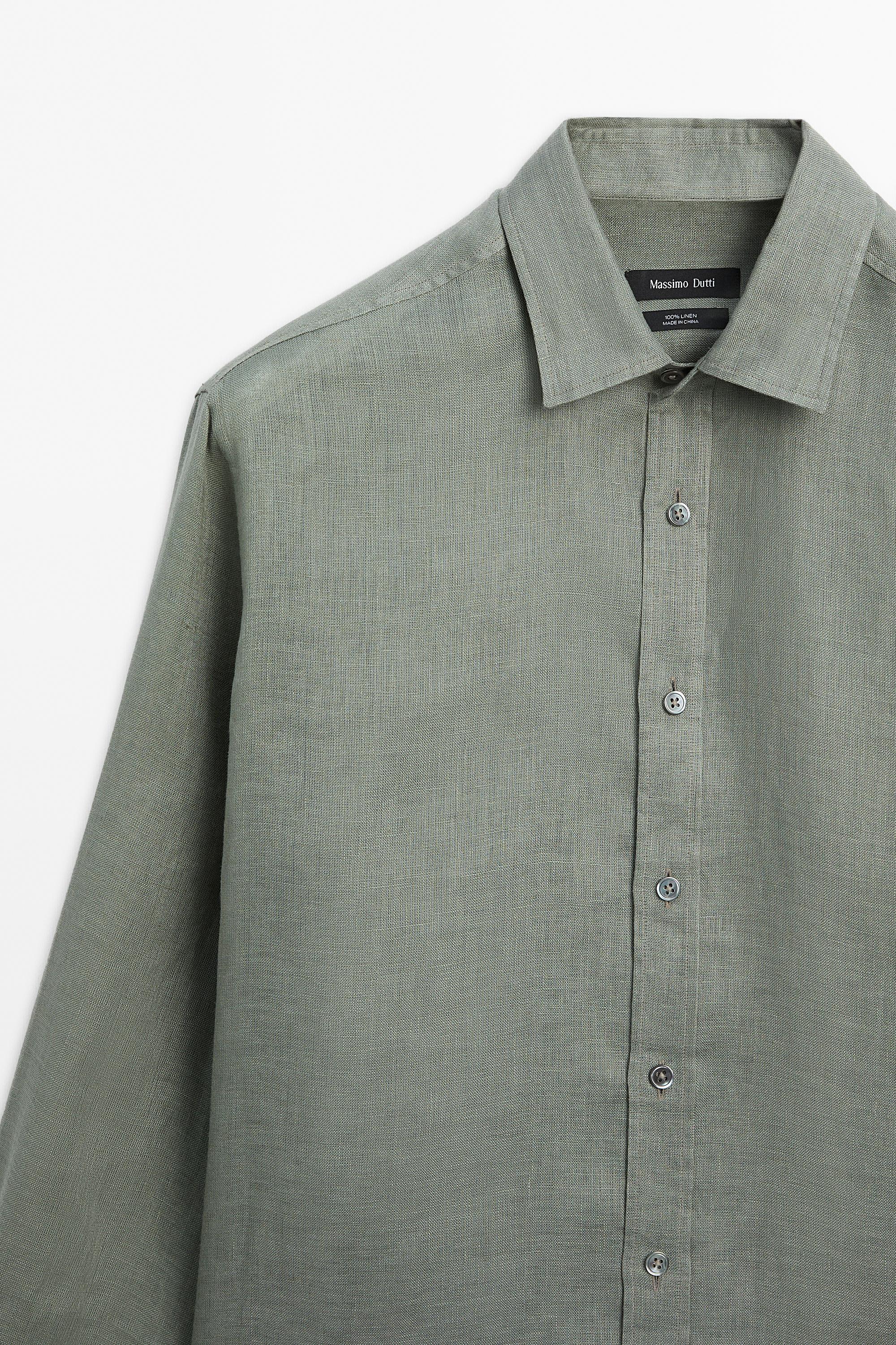 Camisa regular fit 100% lino