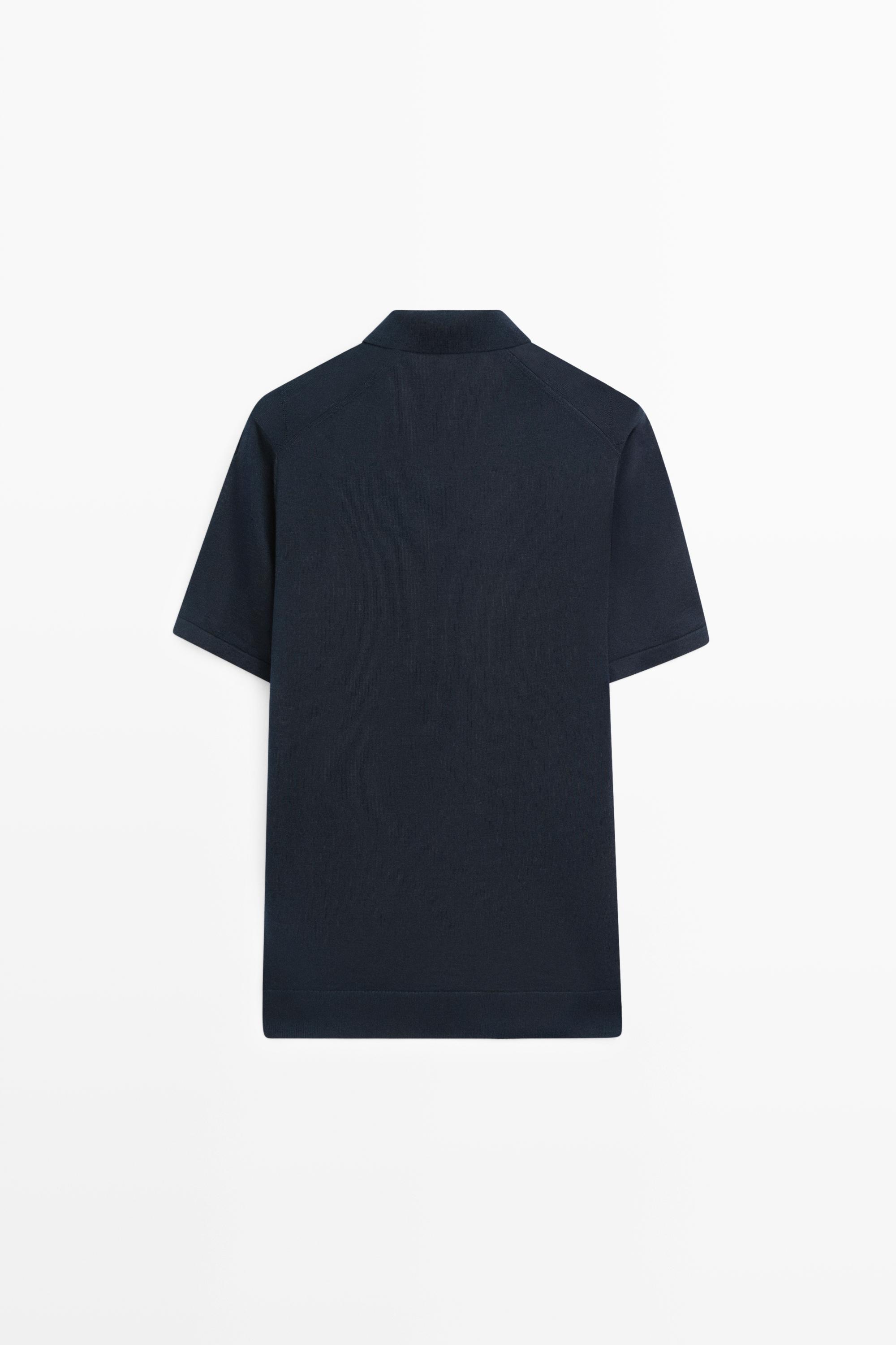 Argyle knit polo sweater — NAVY BLUE