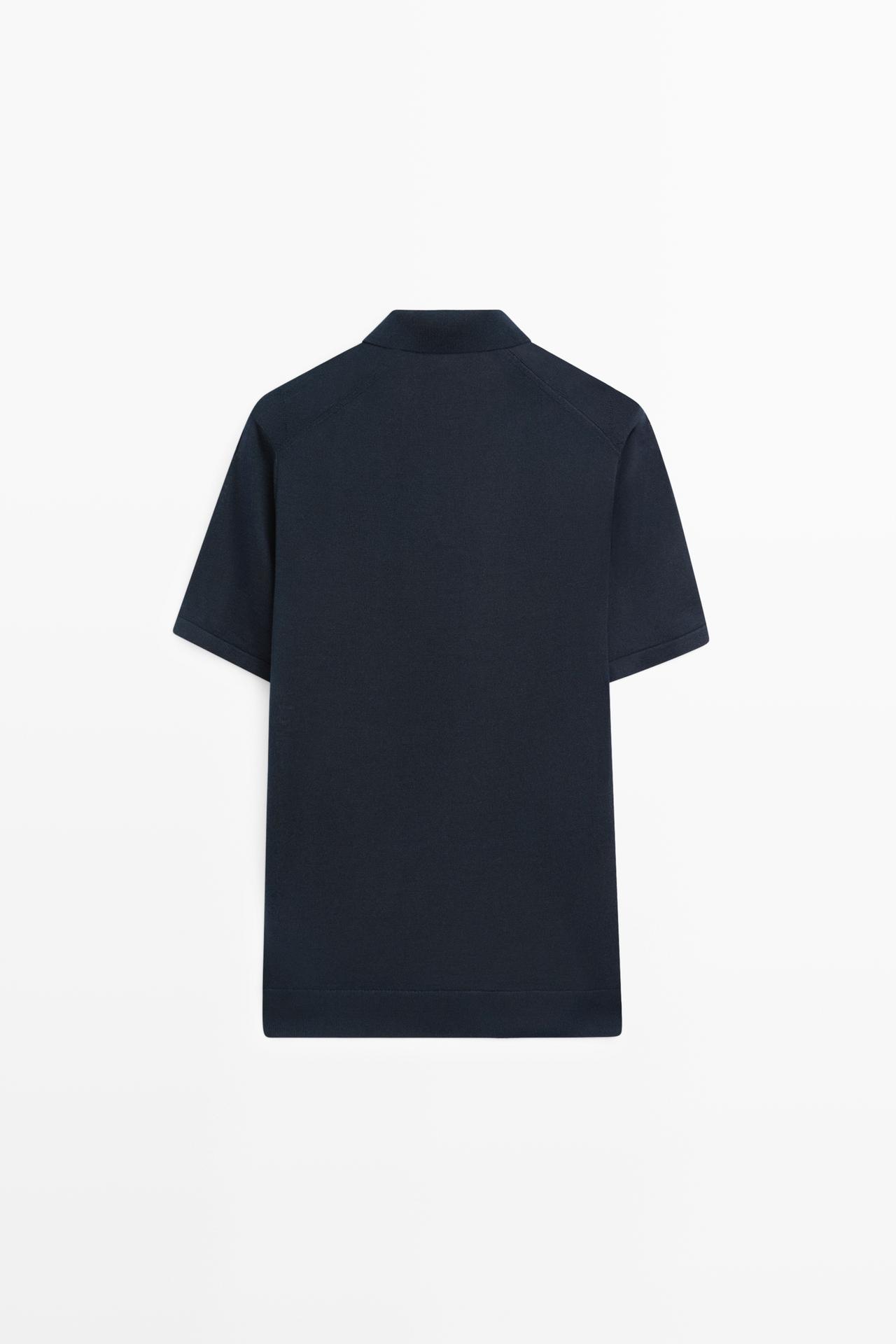 Argyle knit polo sweater — NAVY BLUE