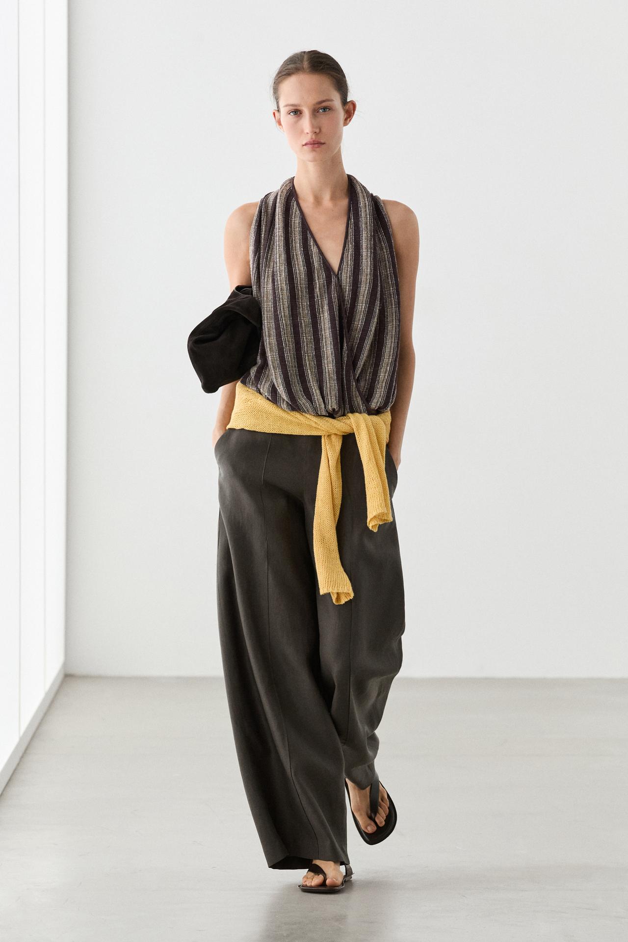 100% linen flowing pants — BROWN MARL