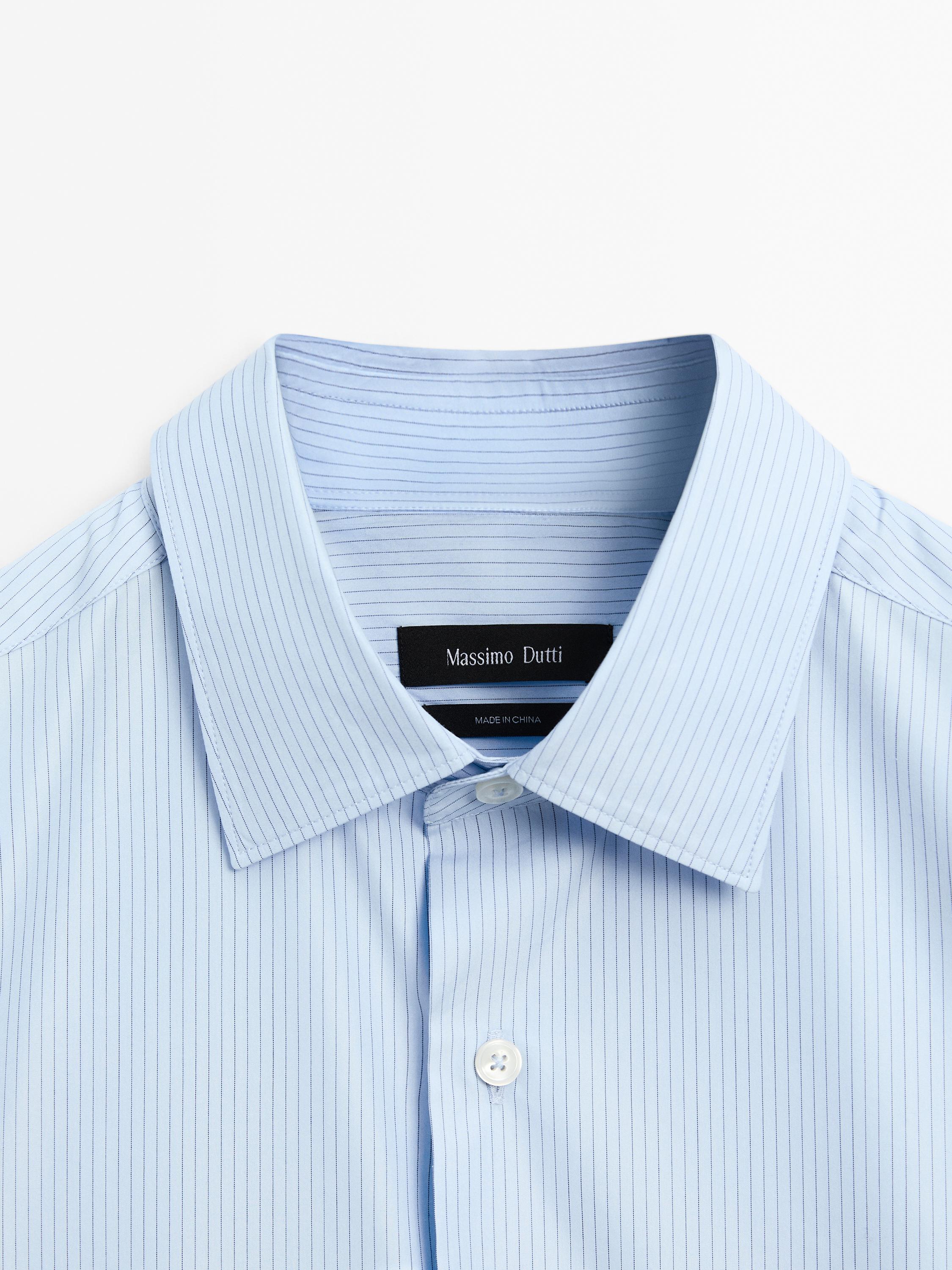 Gestreiftes Hemd aus Baumwollmischgewebe im Regular-Fit