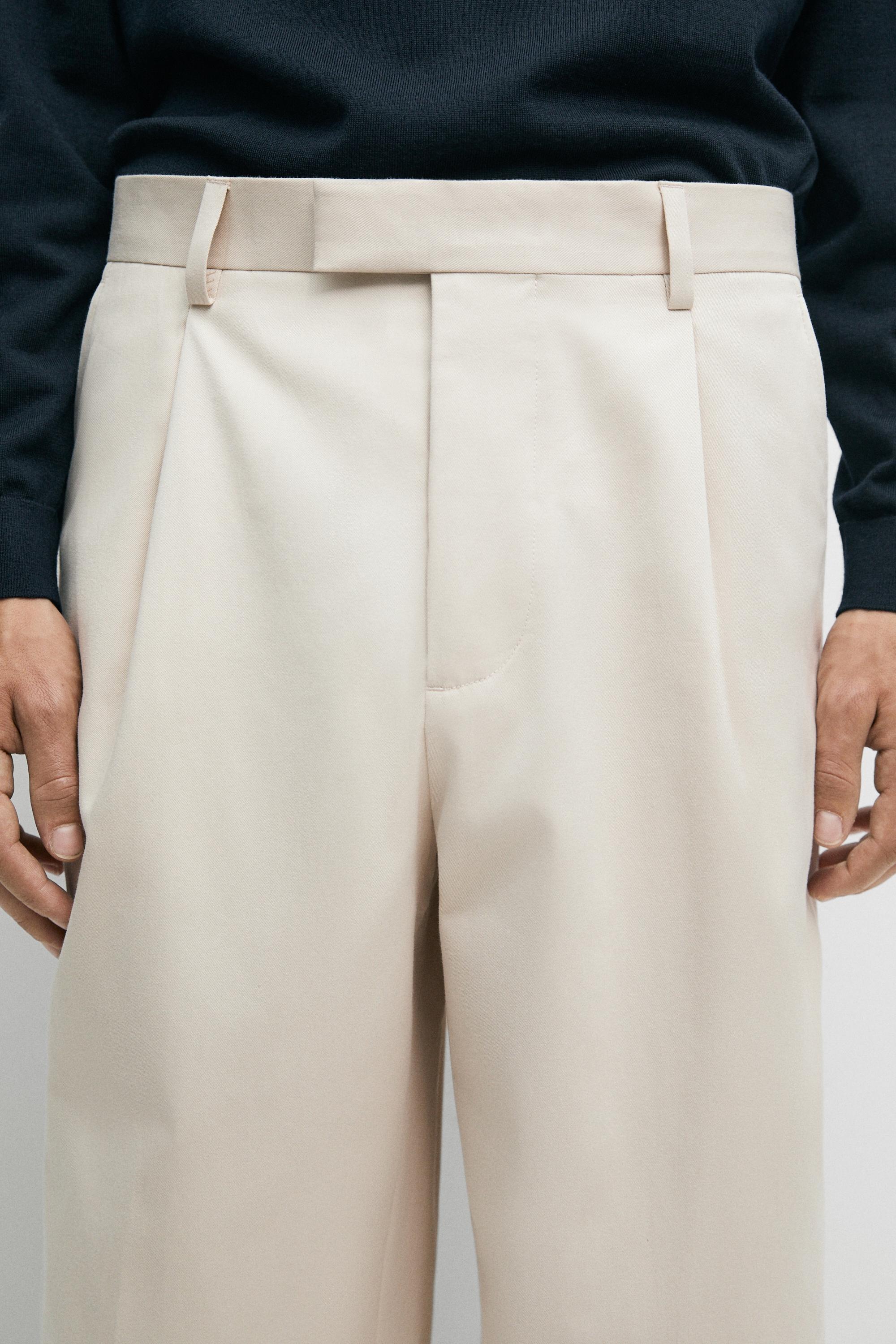 100% cotton darted pants — BEIGE