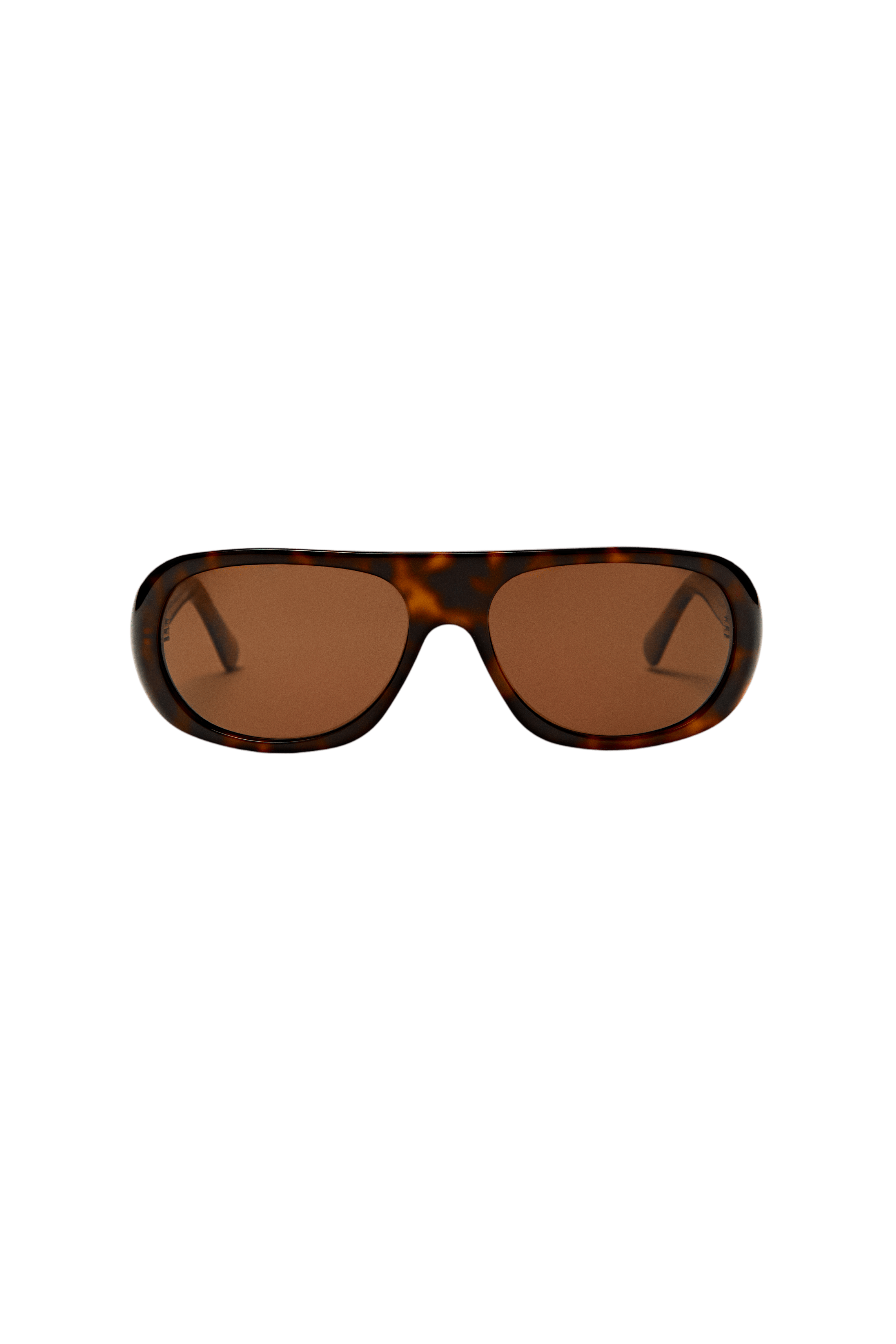 Oval tortoiseshell-effect sunglasses — BROWN