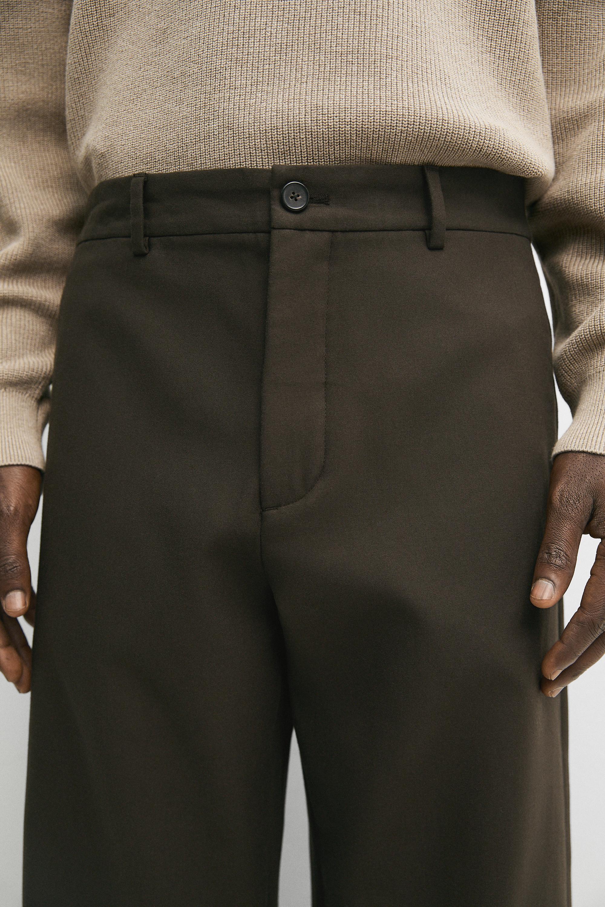 100% cotton pants with elasticated waistband — BROWN