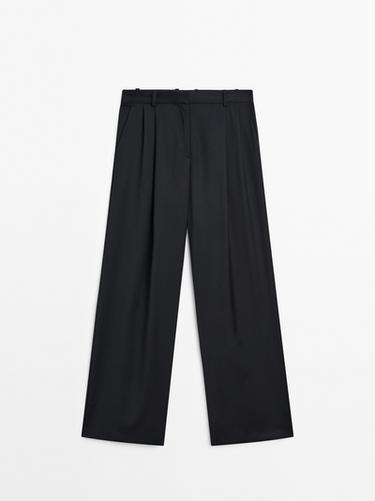 Extra fine wool pleated pants — NAVY BLUE 2