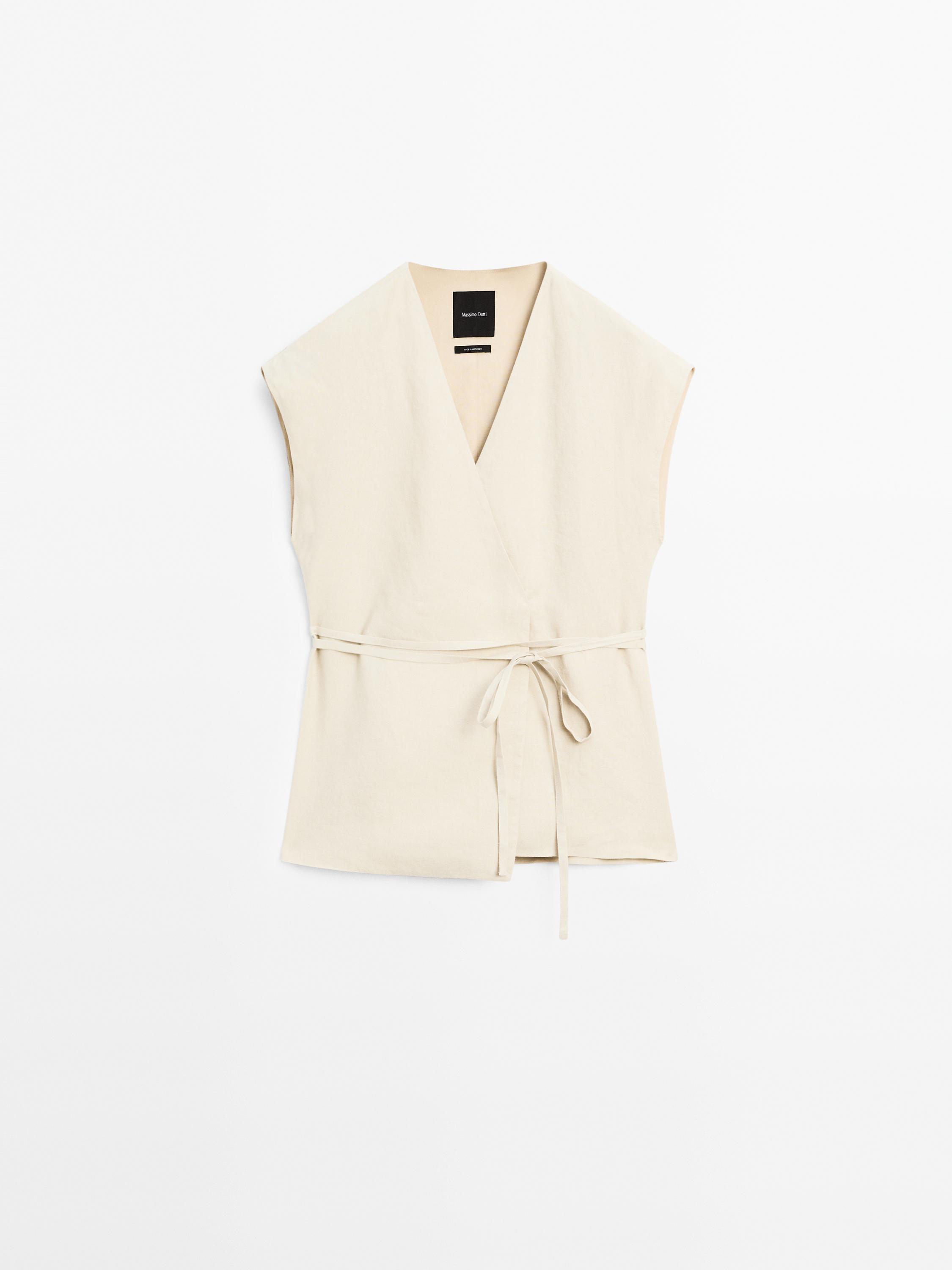 100% linen crossover waistcoat
