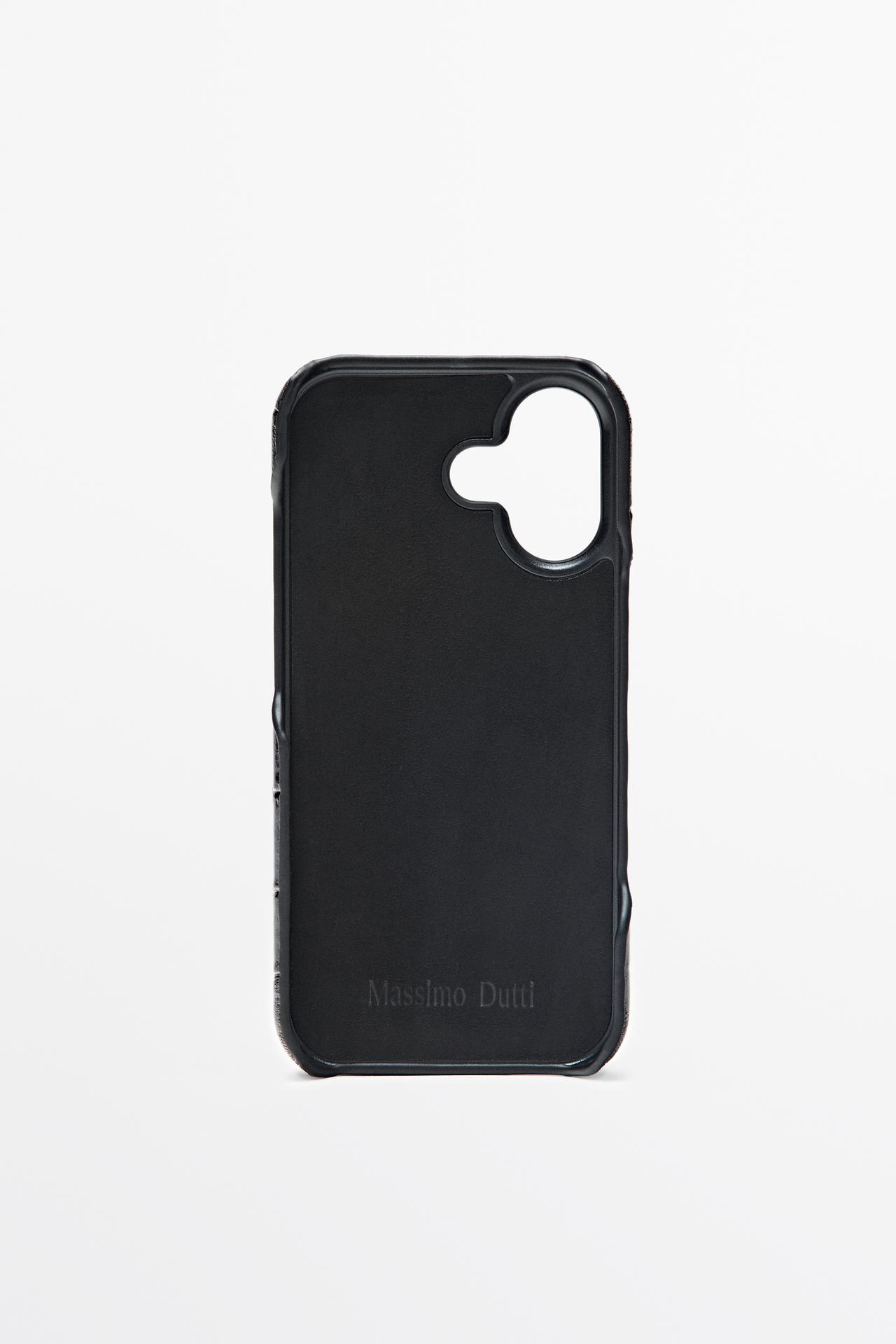 Textured Nappa leather iPhone 17 case — BLACK