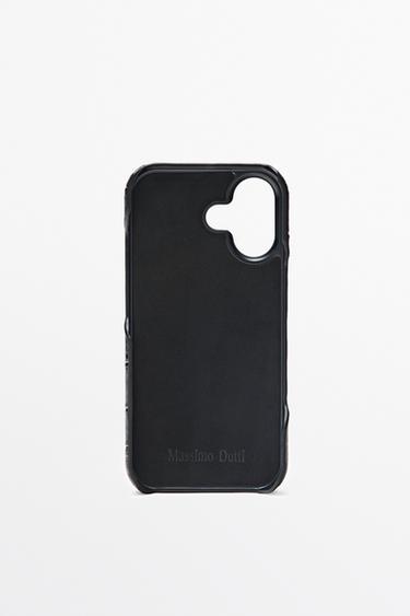 Textured Nappa leather iPhone 17 case — BLACK 2