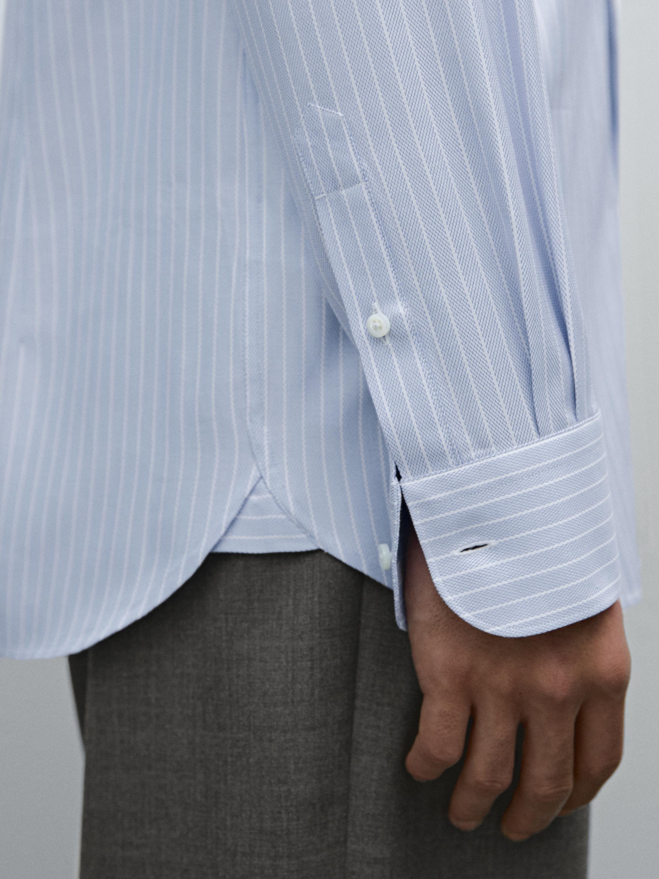 Slim fit striped 100% cotton shirt