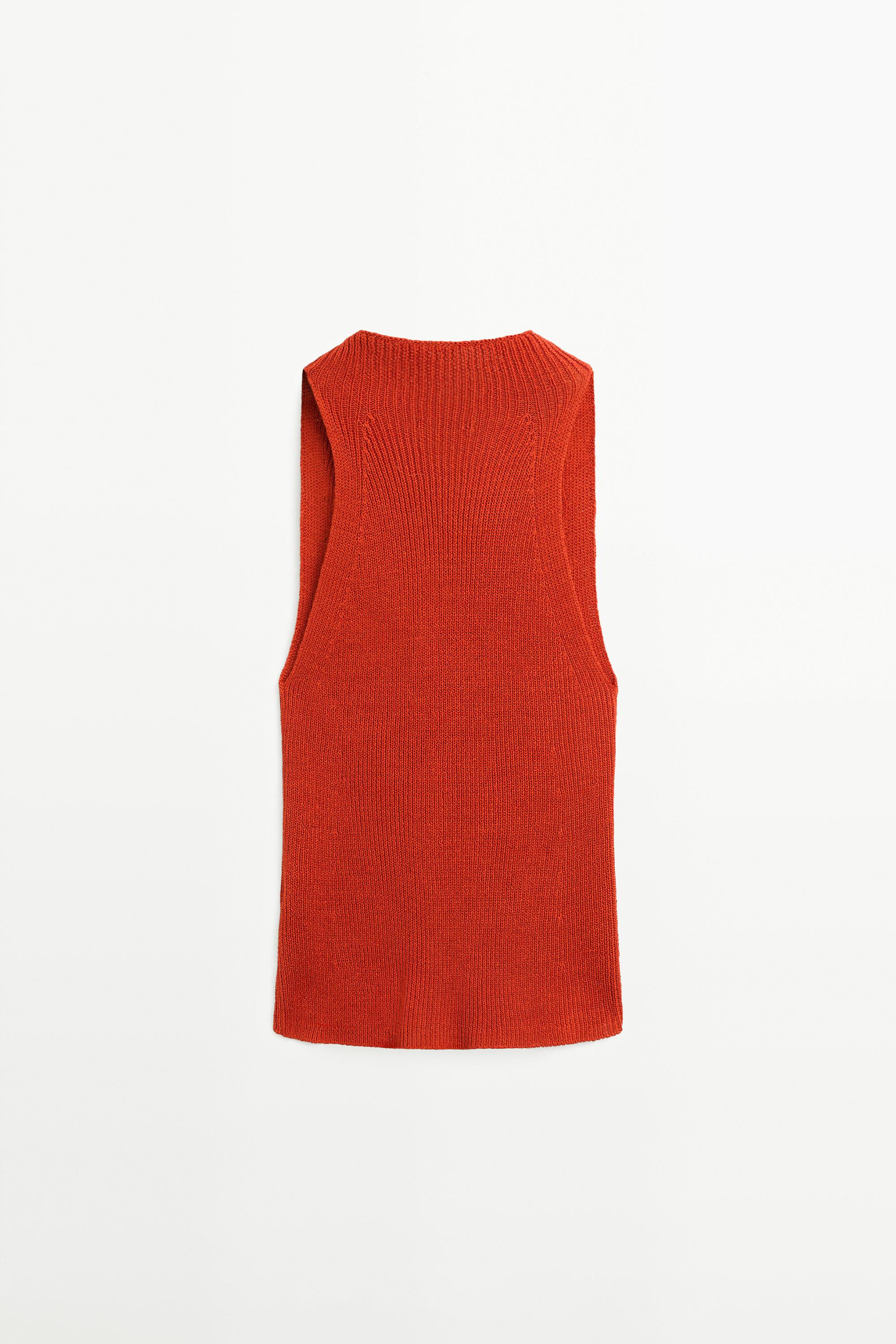 Cotton top with cowl neckline — BURNT ORANGE