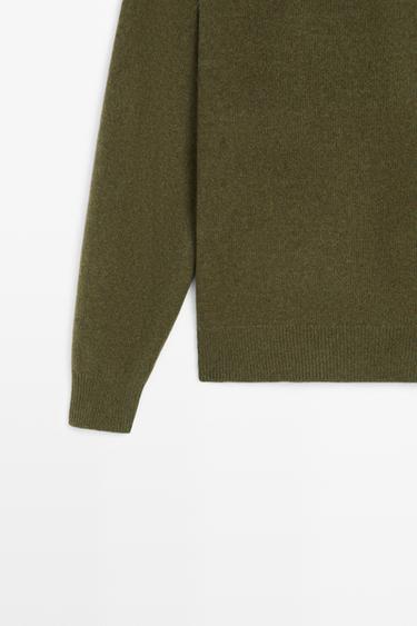 100% wool knit round-neck sweater — DARK OLIVE GREEN 7