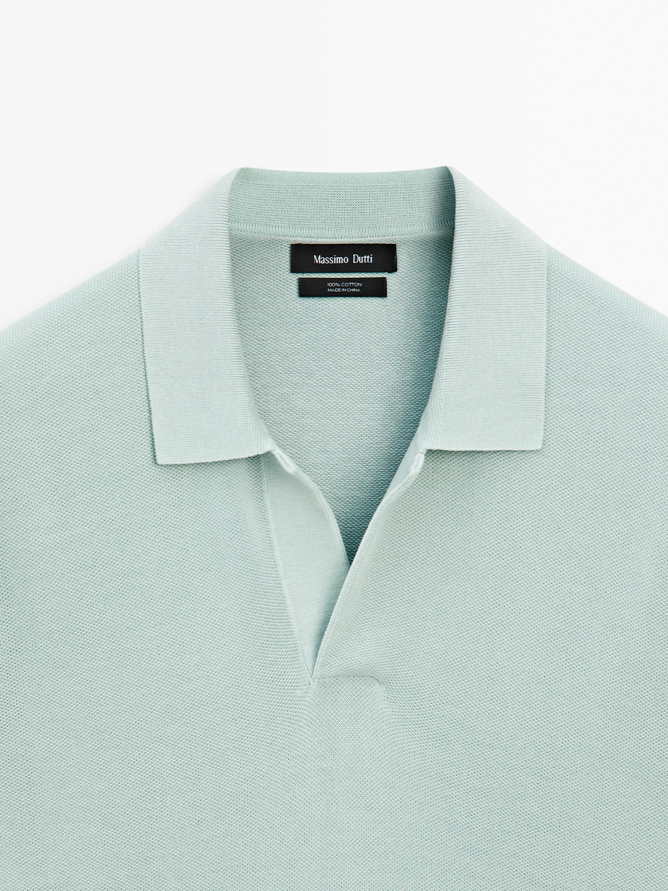 Knit V-neck polo shirt