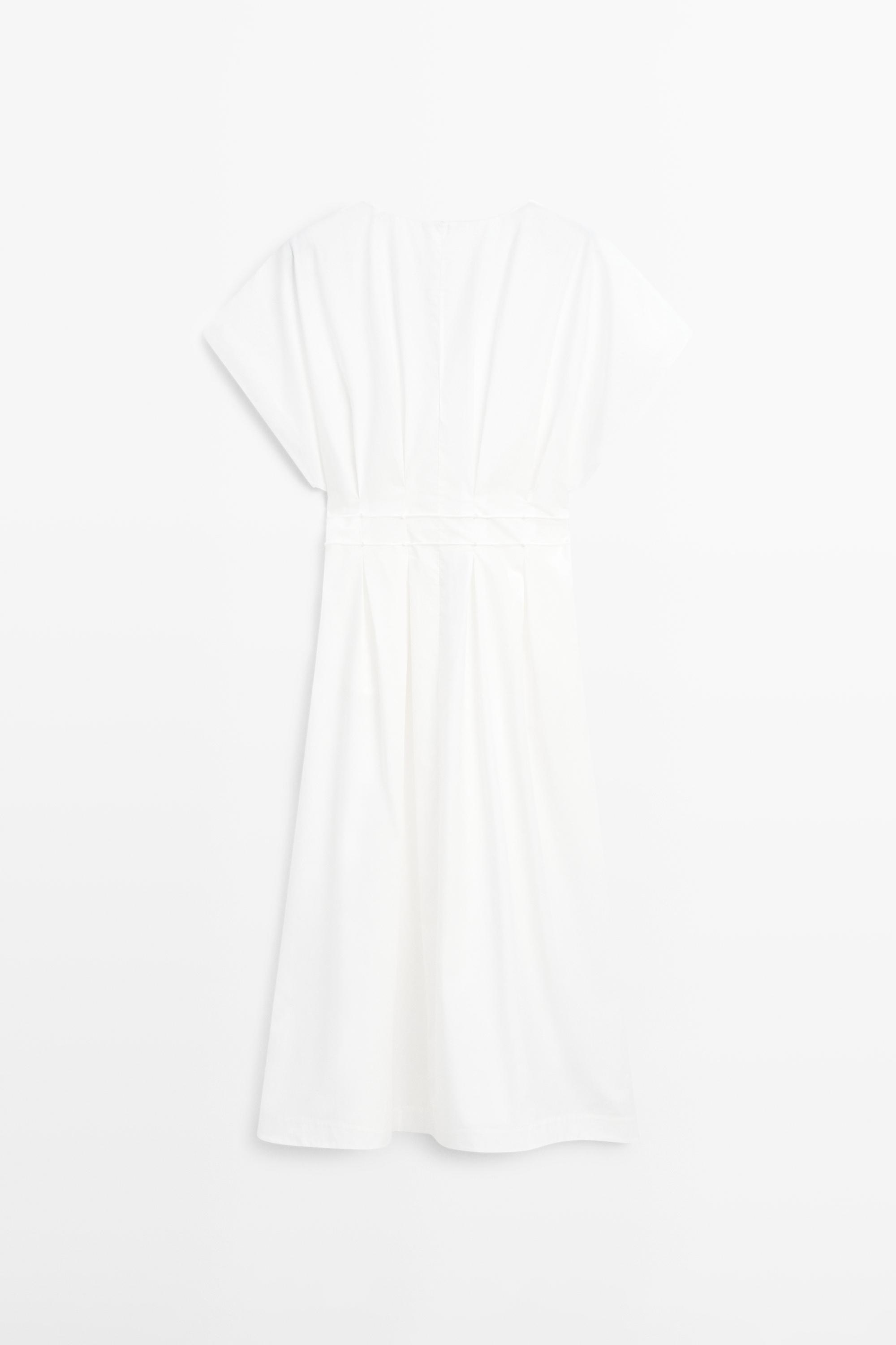 Poplin flounce midi dress — WHITE