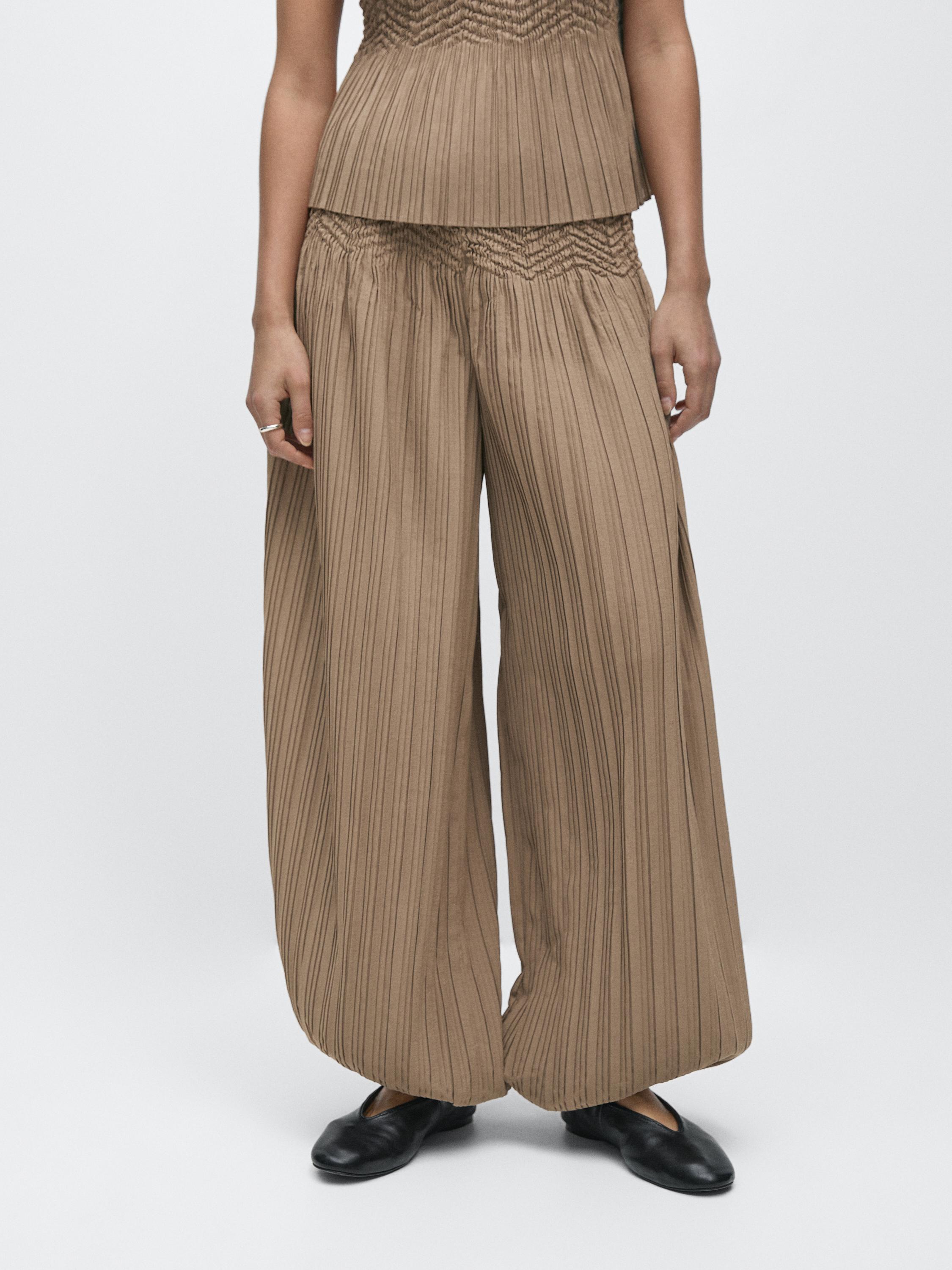 Pleated sarouel trousers — OLIVE