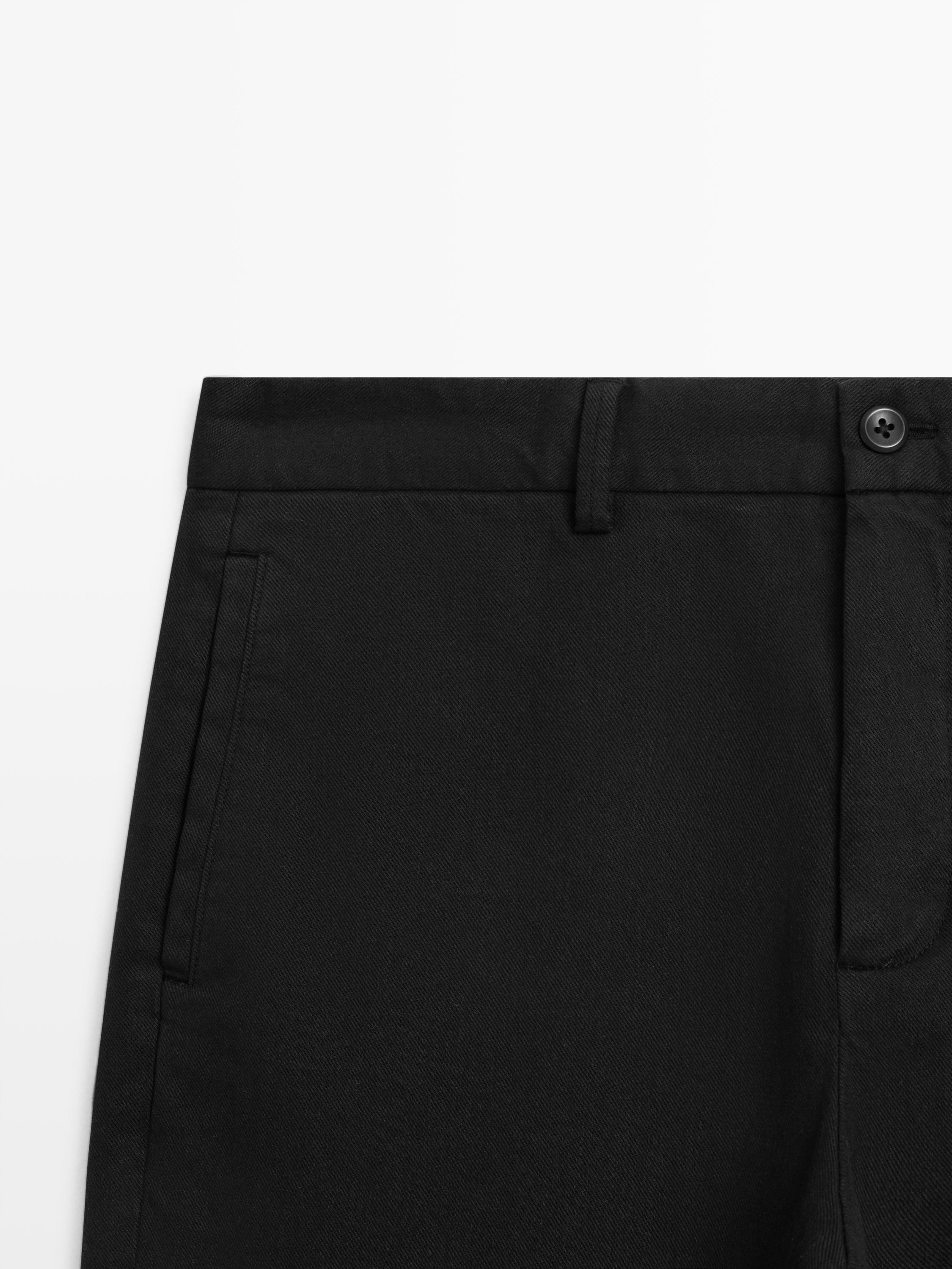 Tapered fit linen pants — NAVY BLUE