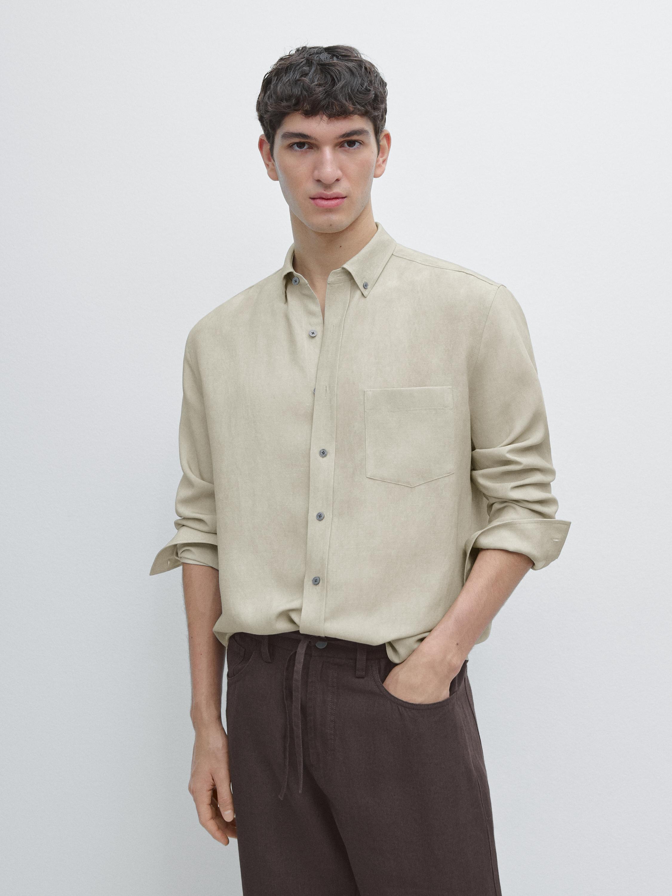 Flowing shirt with pocket — EMERALD