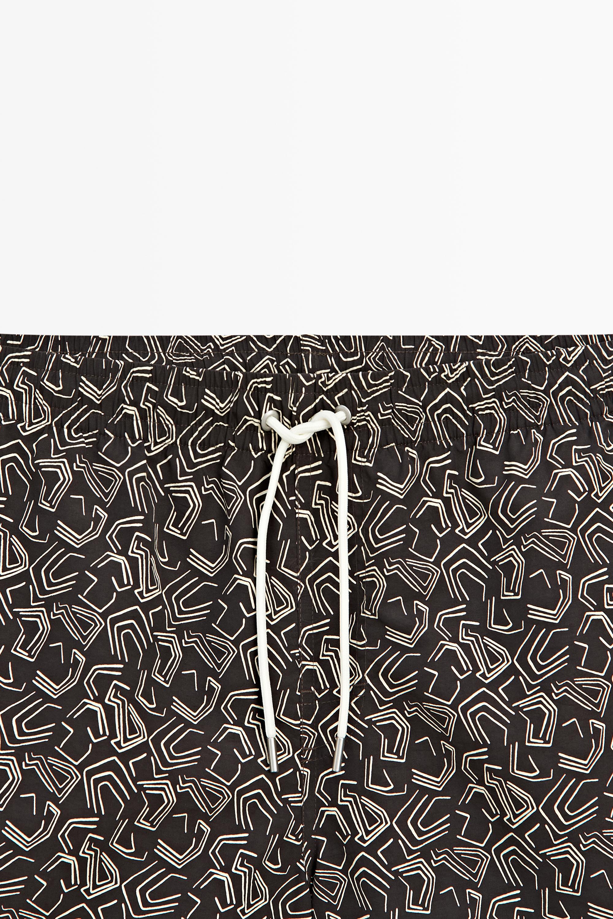 Abstract print swimsuit — BROWN