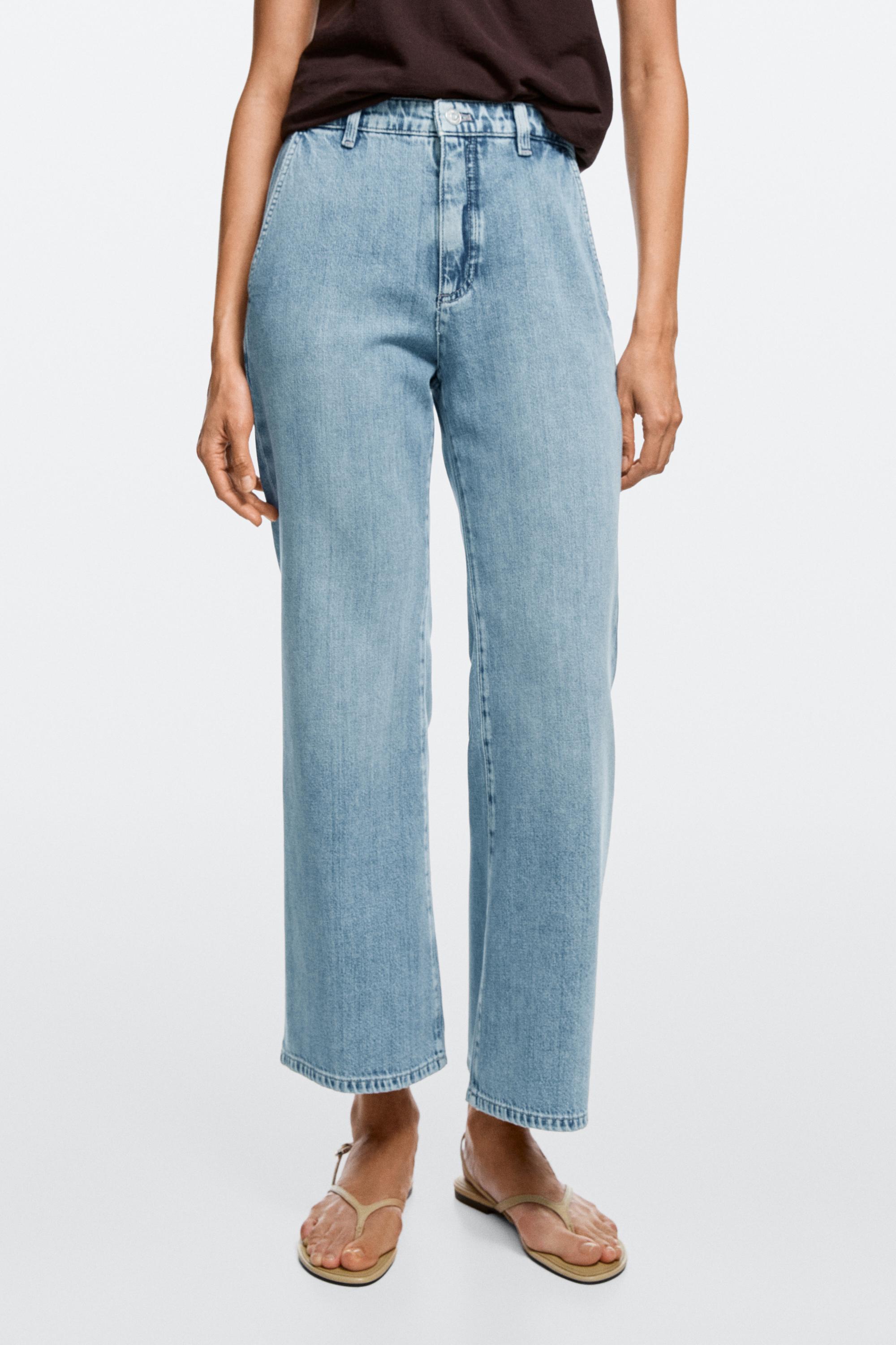 High-waist cropped flare jeans — Light Blue