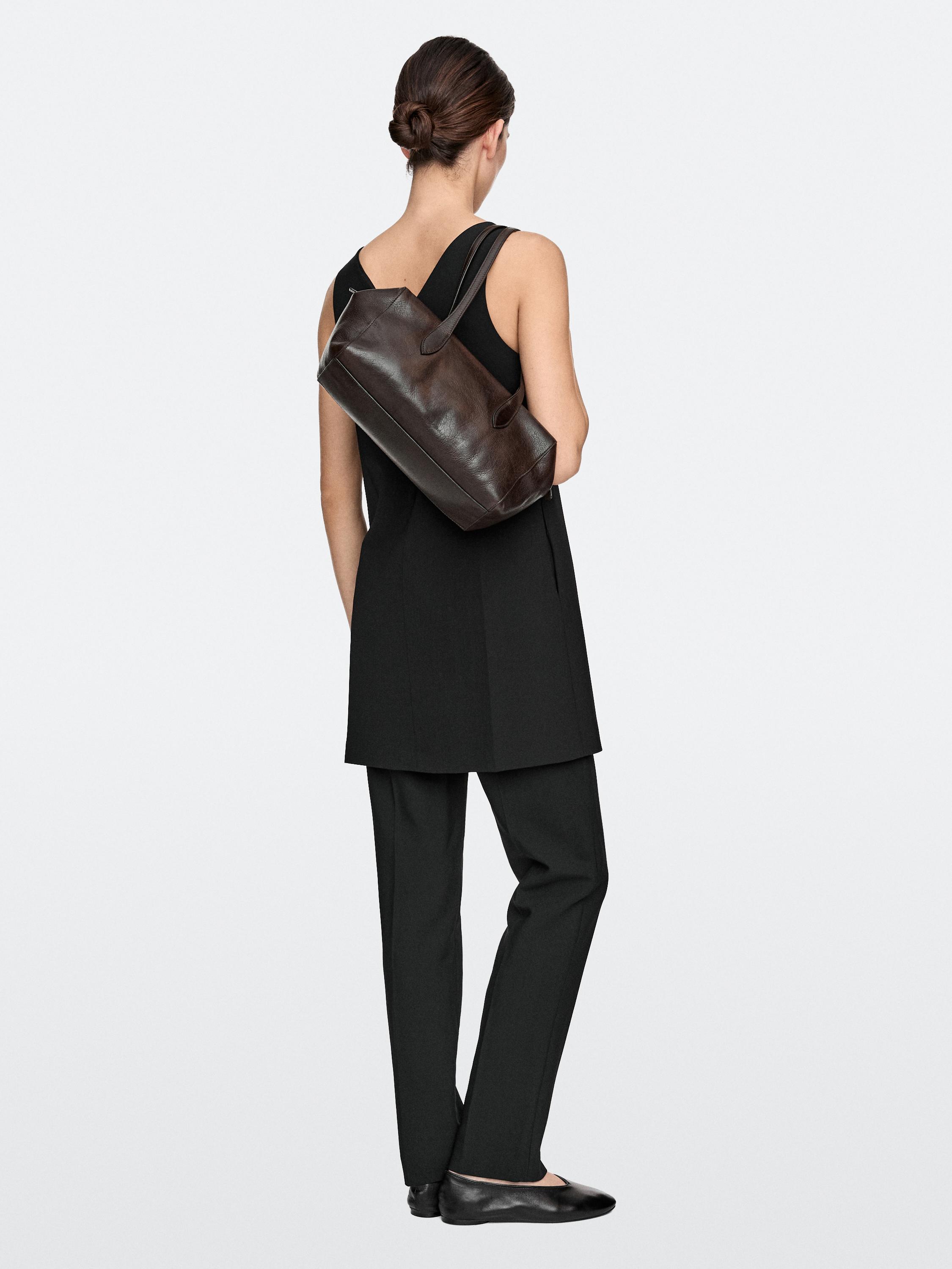 Nappa leather west satchel bag — BROWN