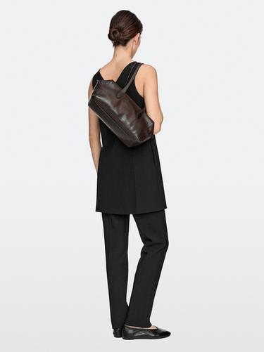 West nappa leather satchel — BROWN 1