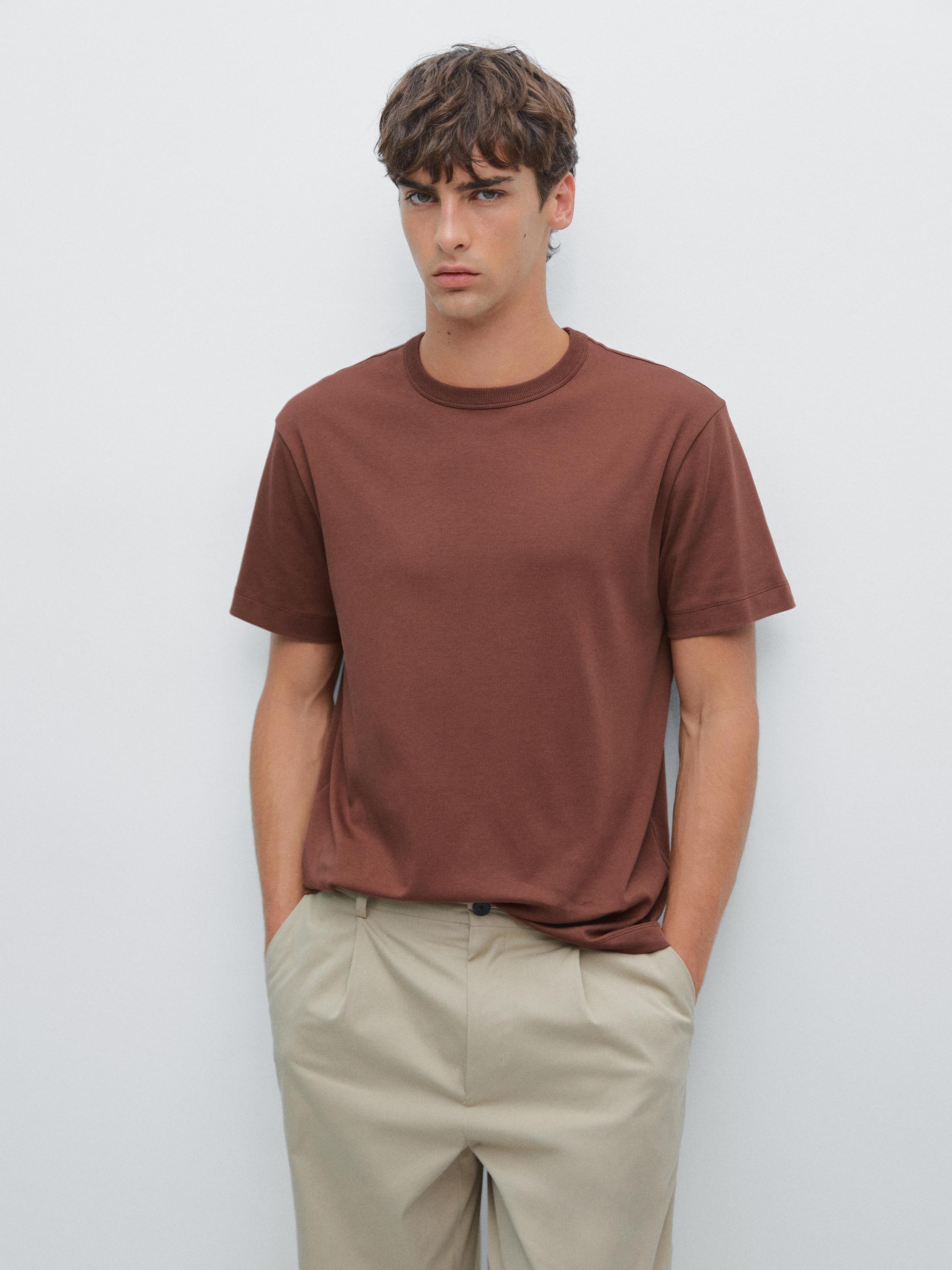 100% cotton short-sleeve T-shirt — TERRA-COTTA
