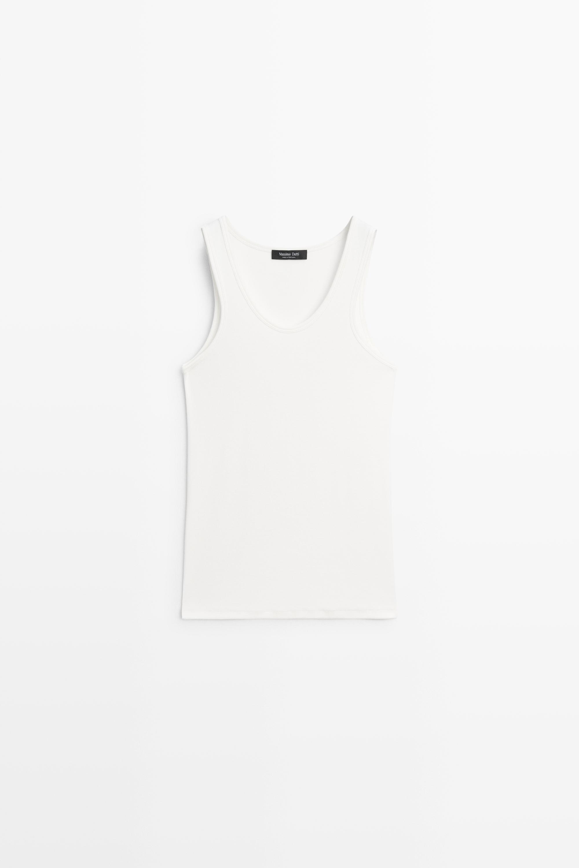 Cotton blend crew neck T-shirt — WHITE