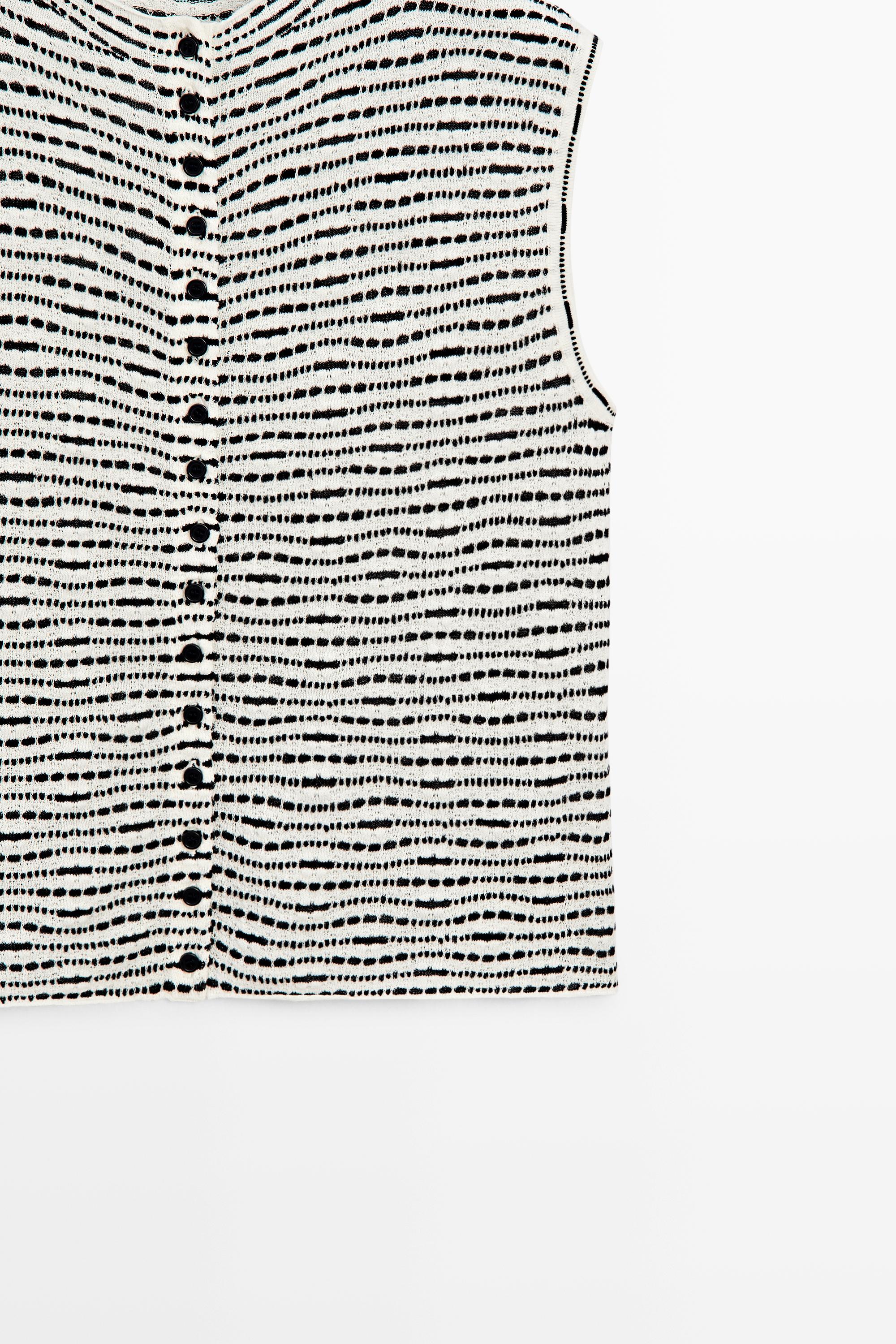 High-neck textured vest — CREAM