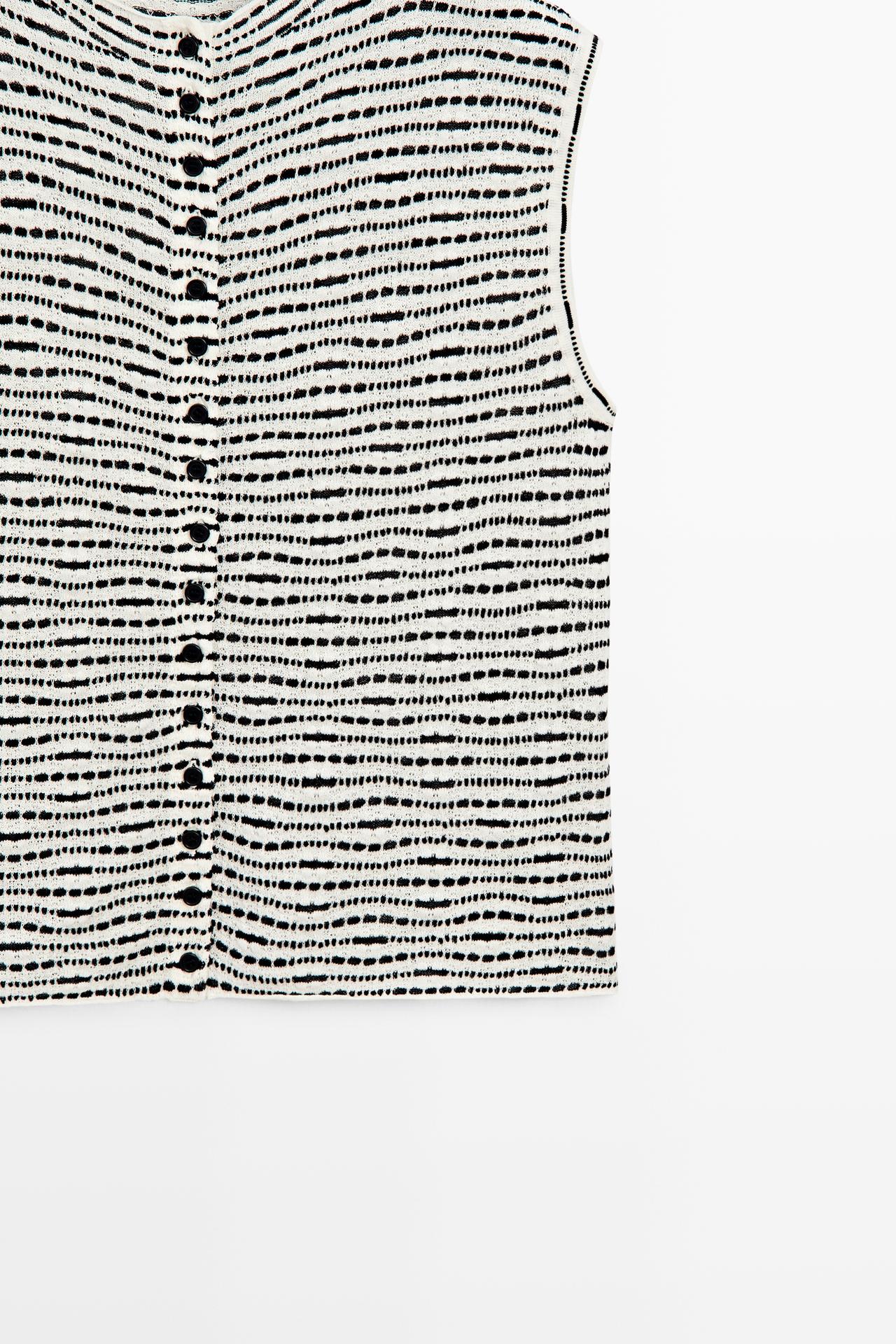 High neck textured vest — CREAM