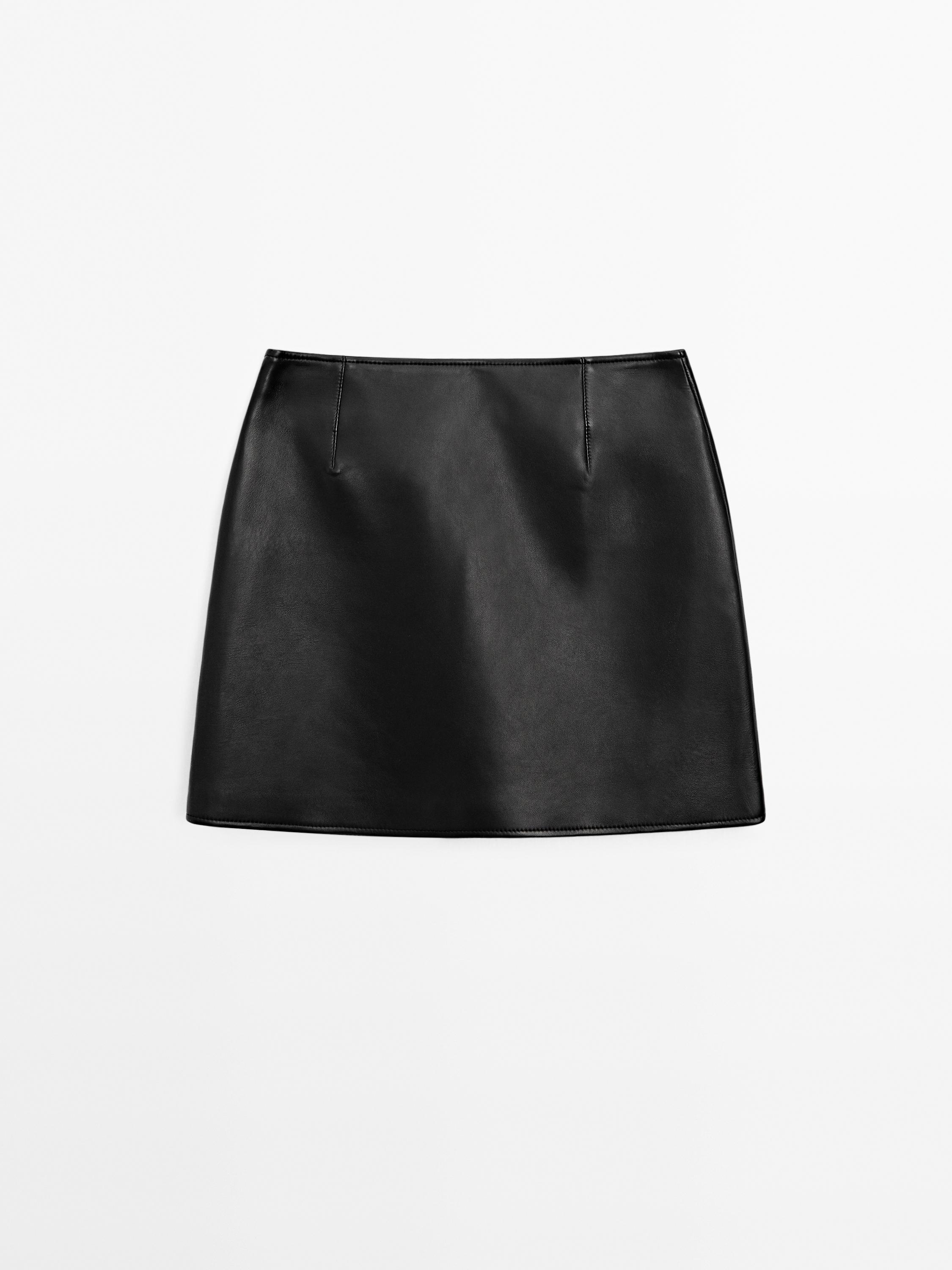 Leather mini skirt with pocket detail