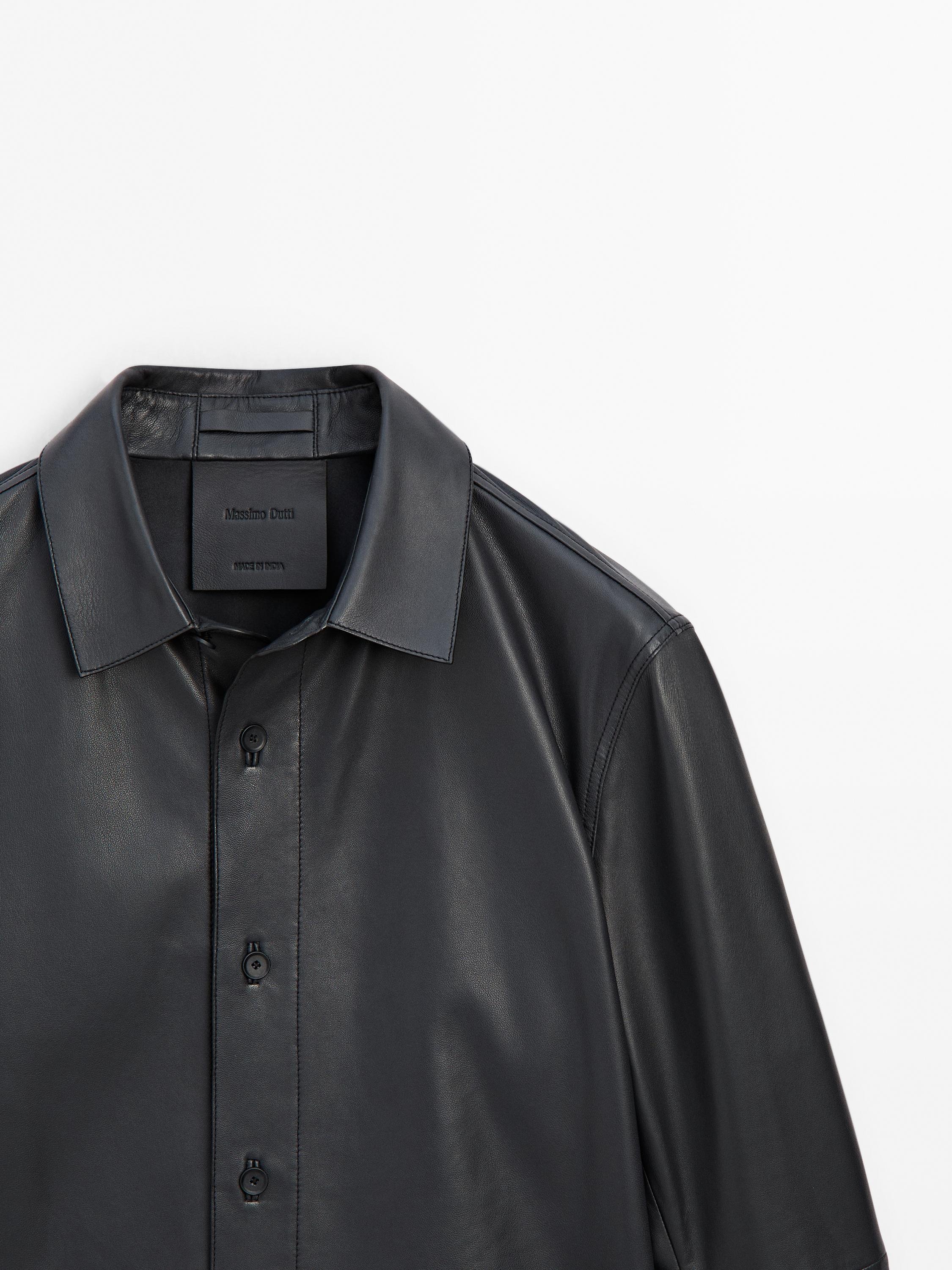 Nappa leather seamed shirt