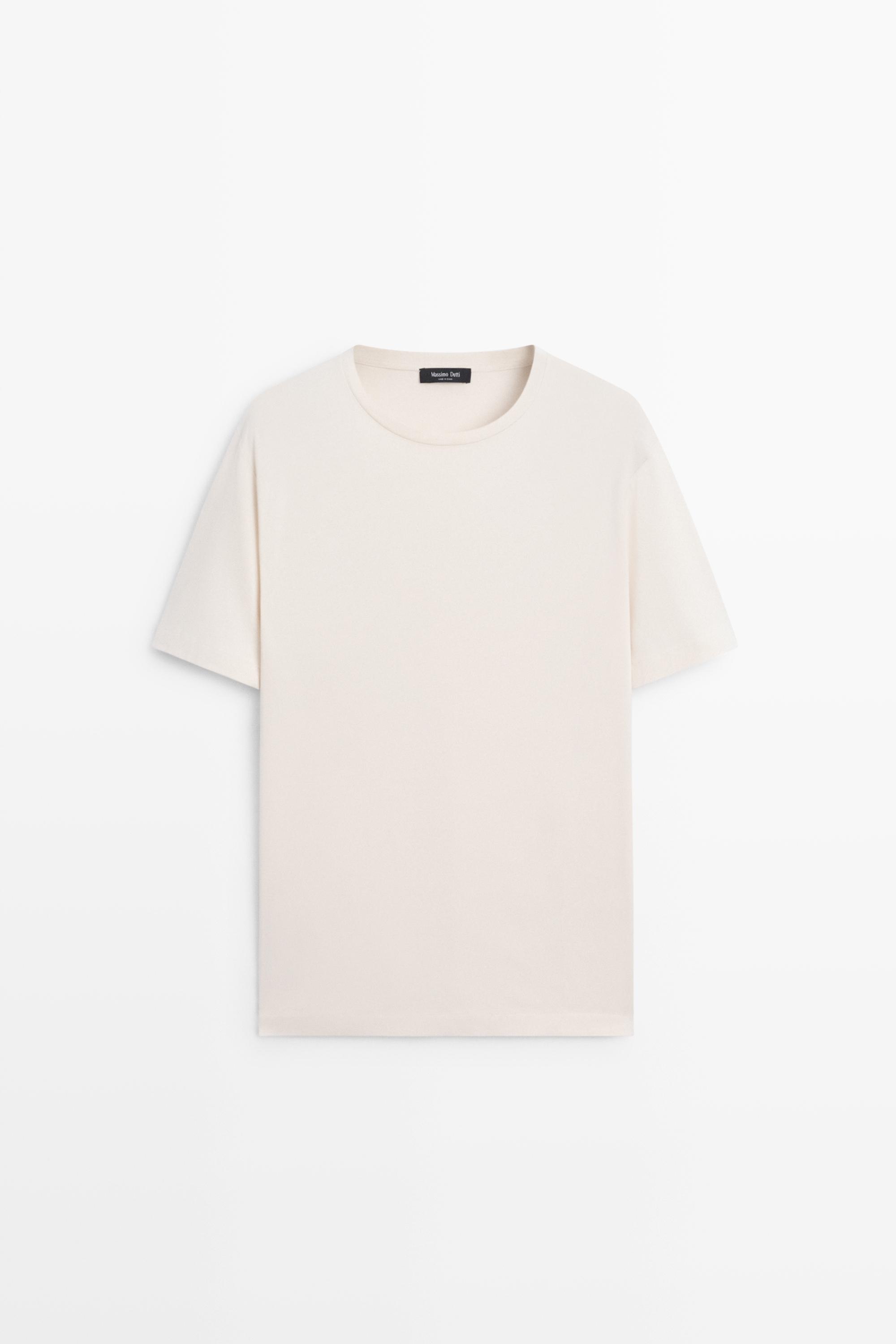 100% cotton short-sleeve T-shirt — CREAM