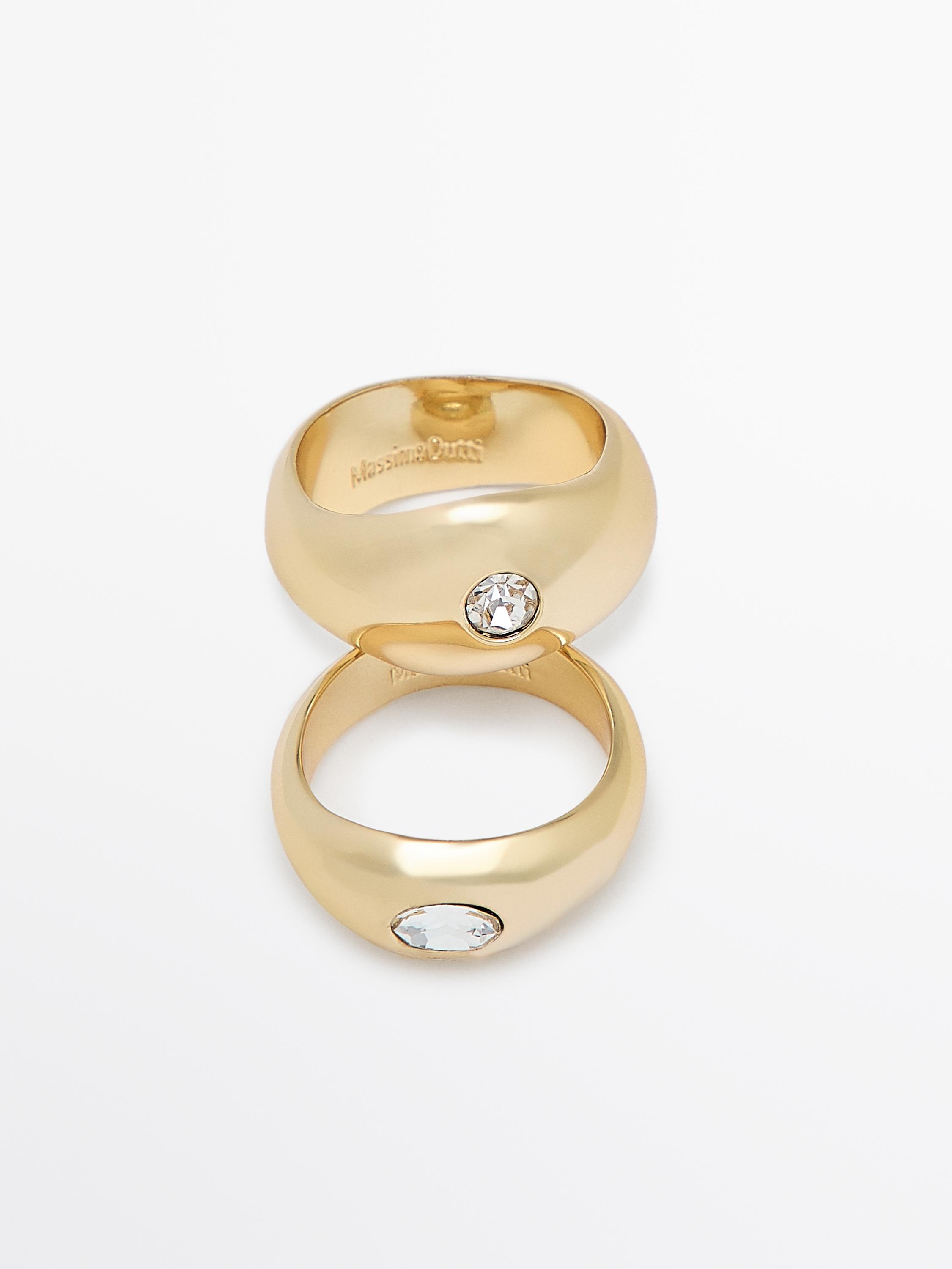 Set of 2 rhinestone rings