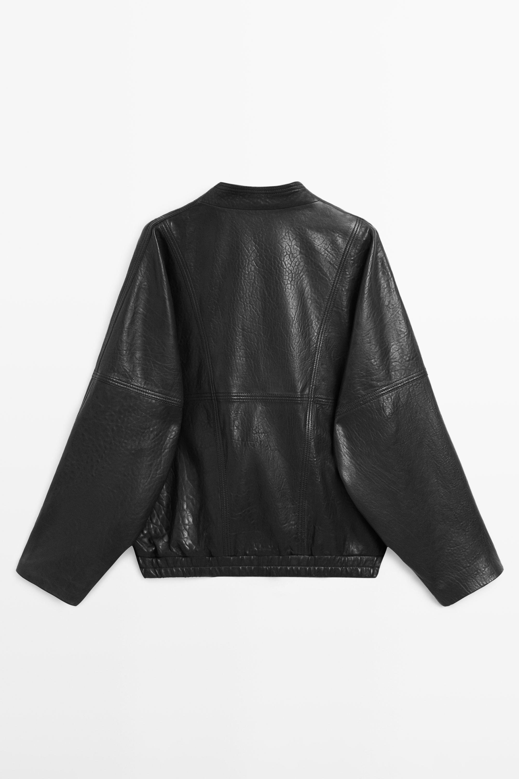 Leather bomber jacket