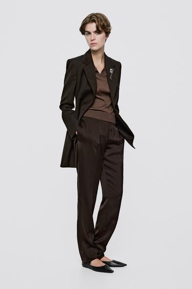 100% wool button detail blazer - LIMITED EDITION — BROWN 3
