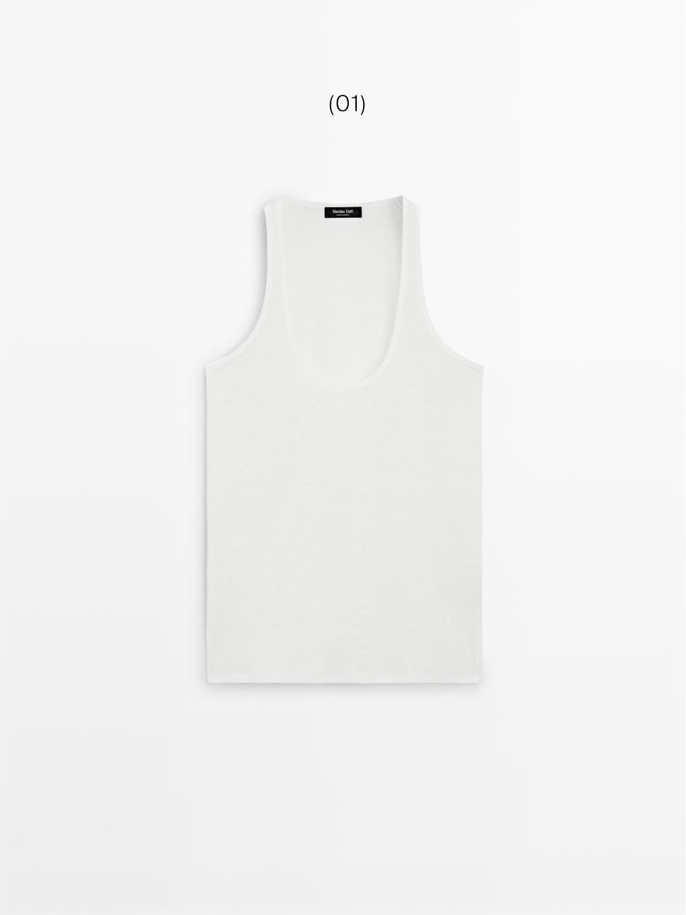 100% linen strappy top — Off white