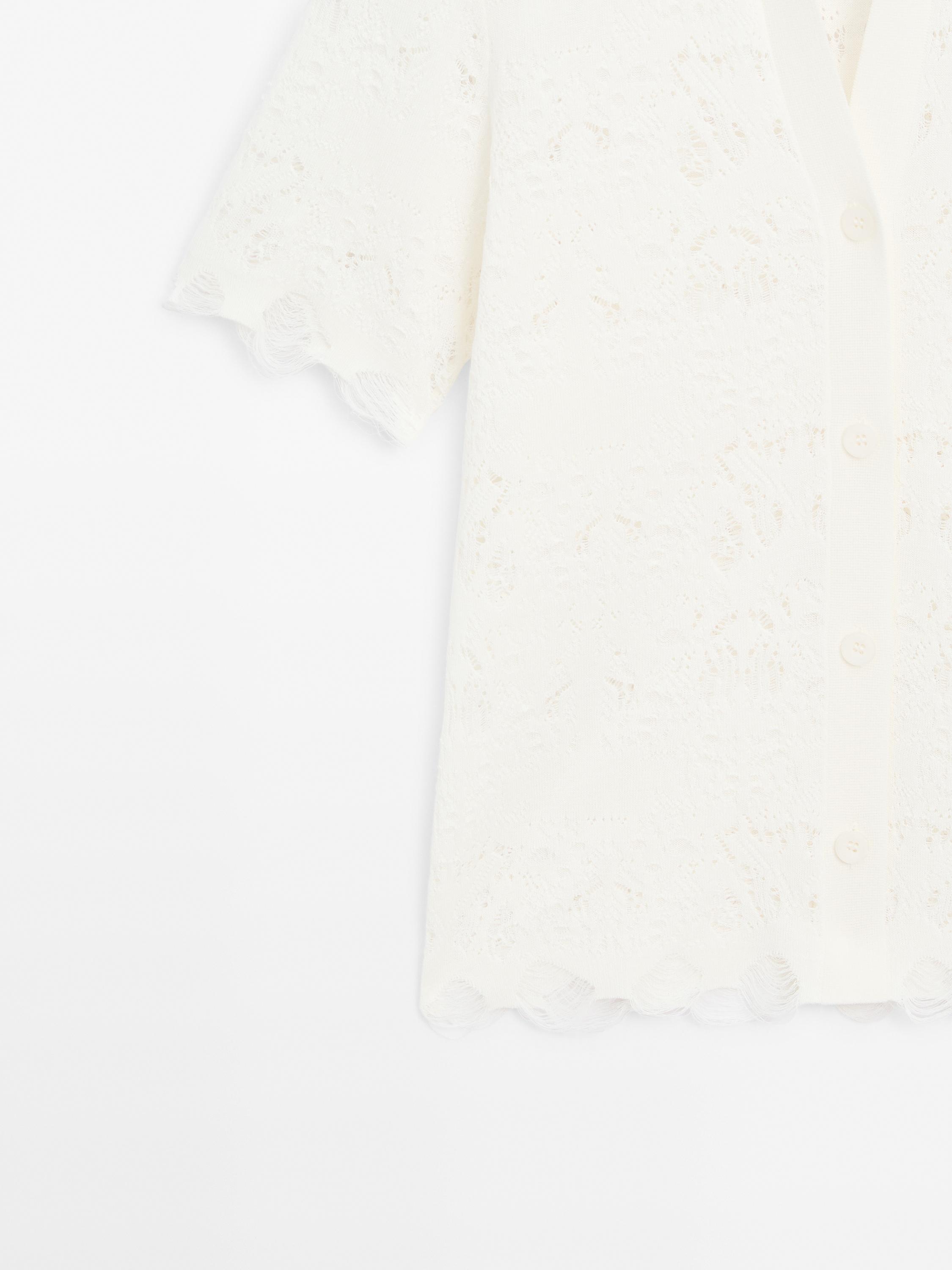 Short sleeve openwork cardigan