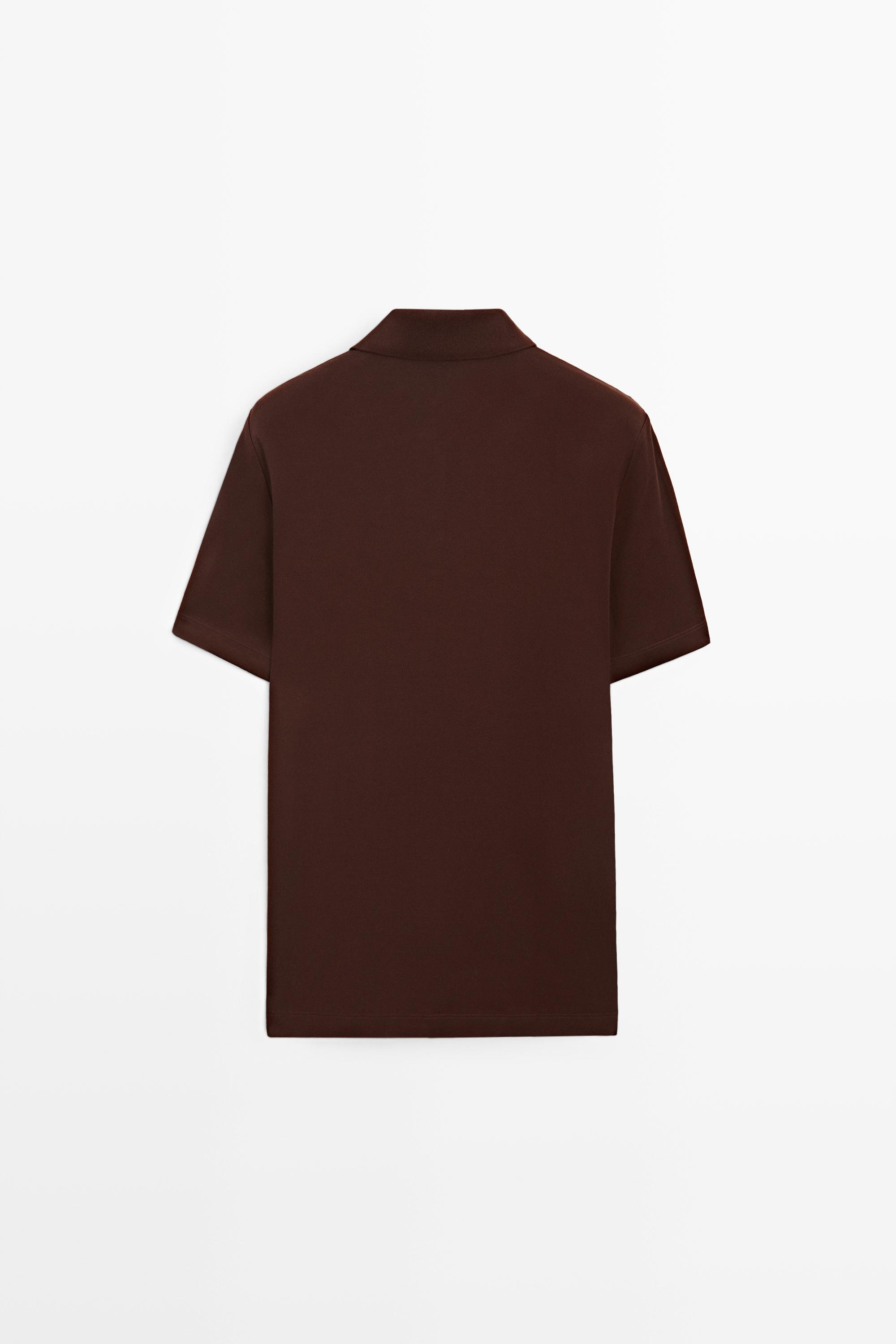100% cotton short sleeve polo shirt — MOLE BROWN