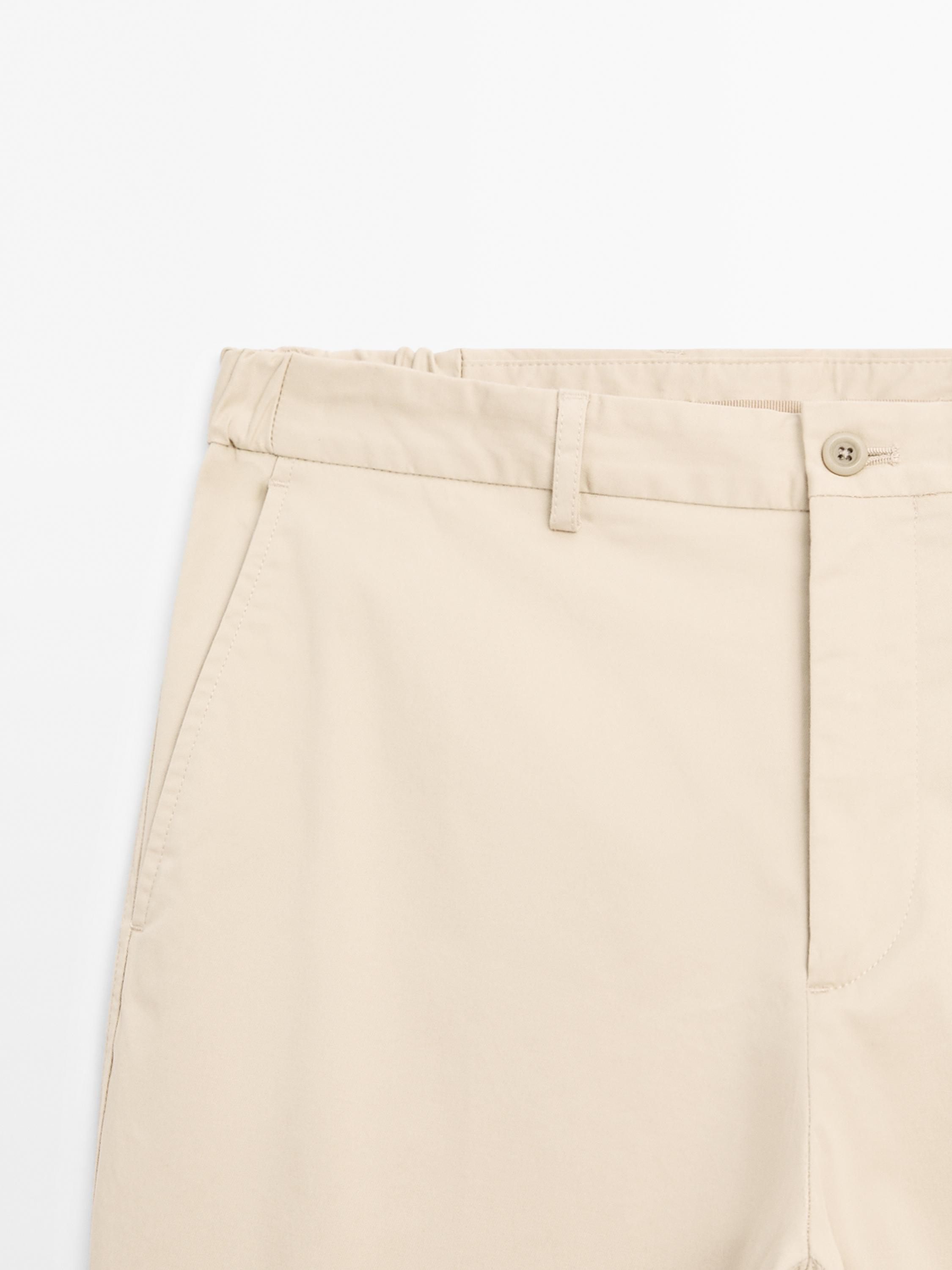 Cotton blend tapered fit trousers