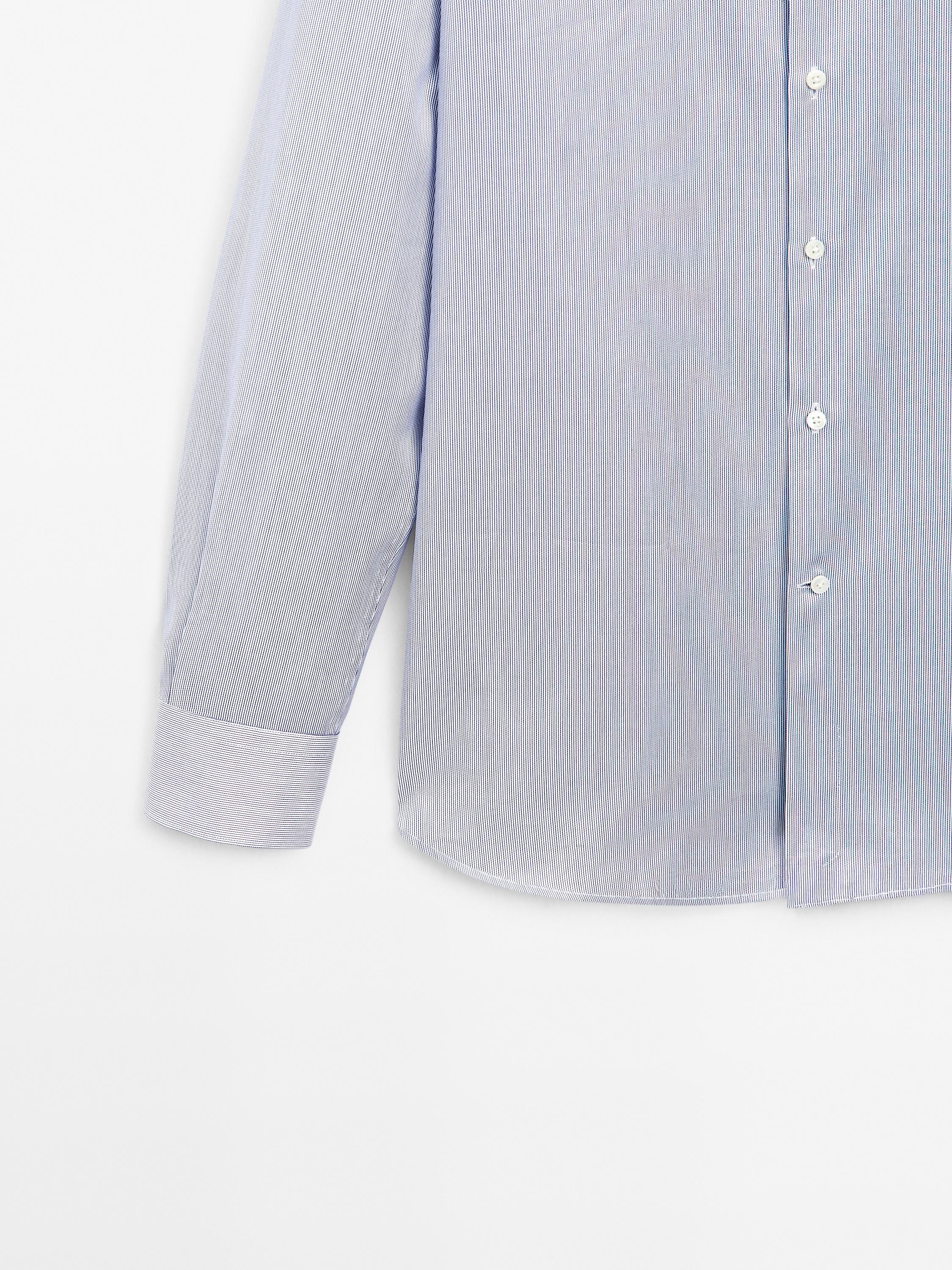 Slim fit striped 100% cotton shirt
