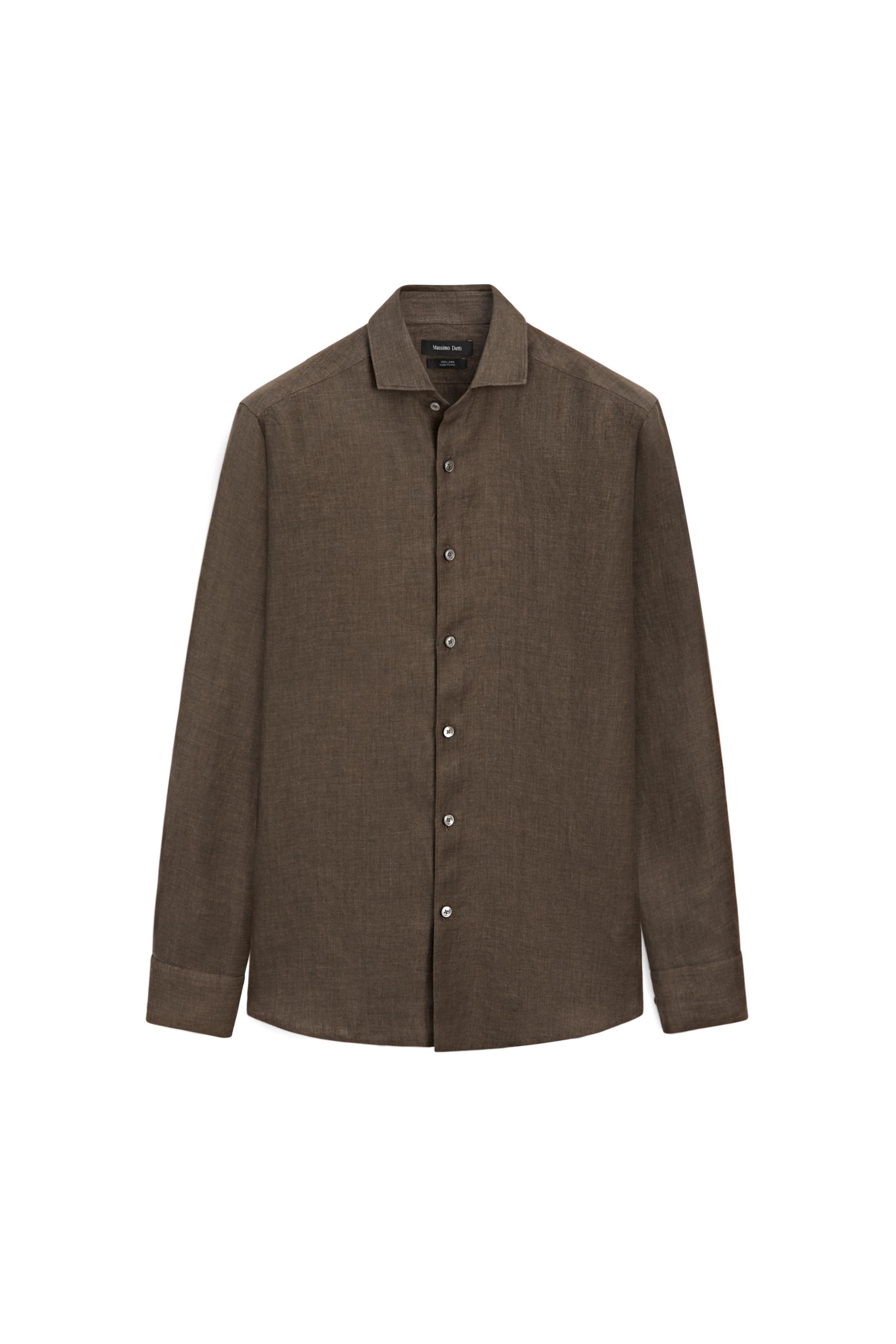 100% linen shirt — BROWN