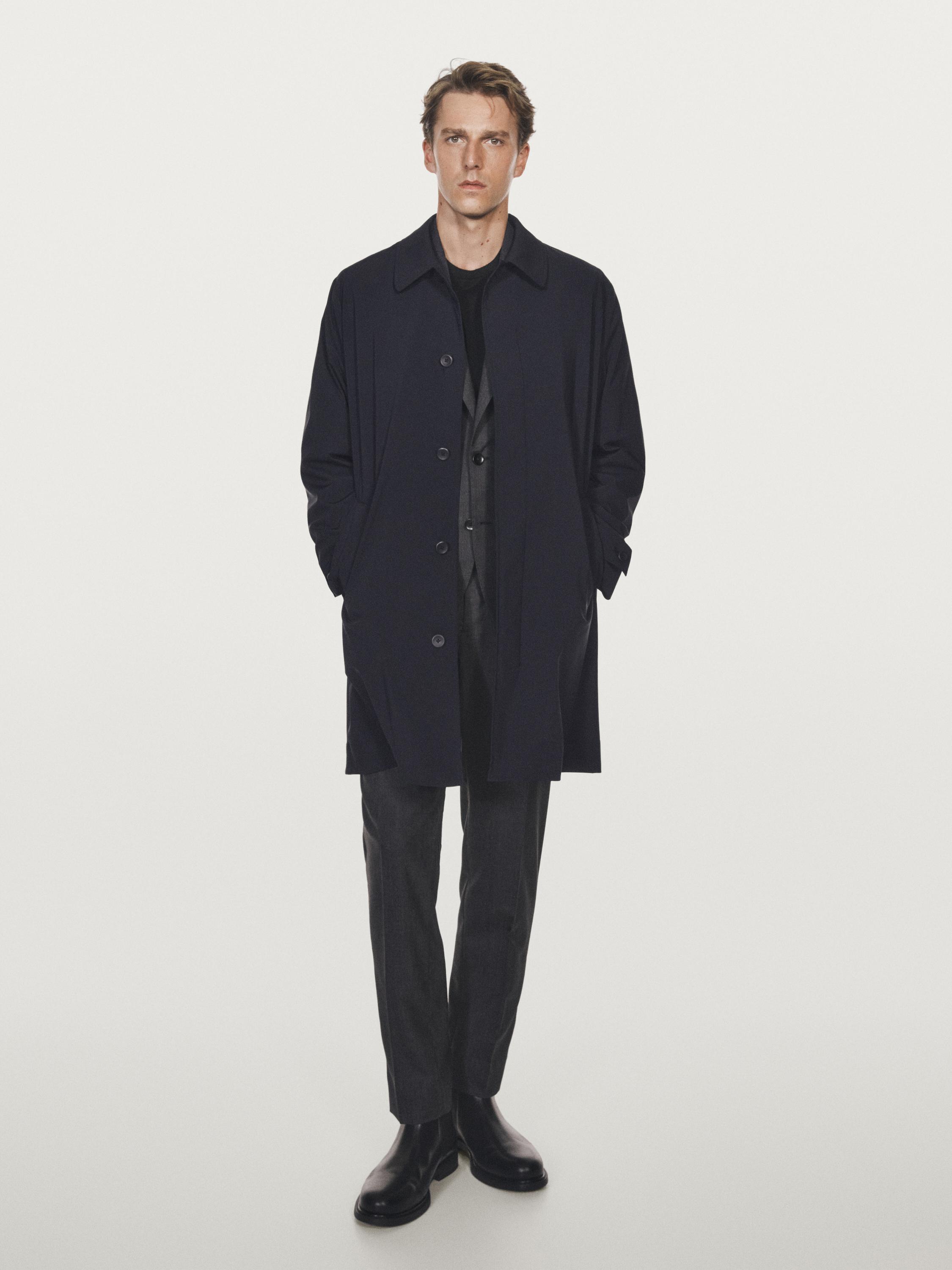 Lightweight trench coat with hidden buttons