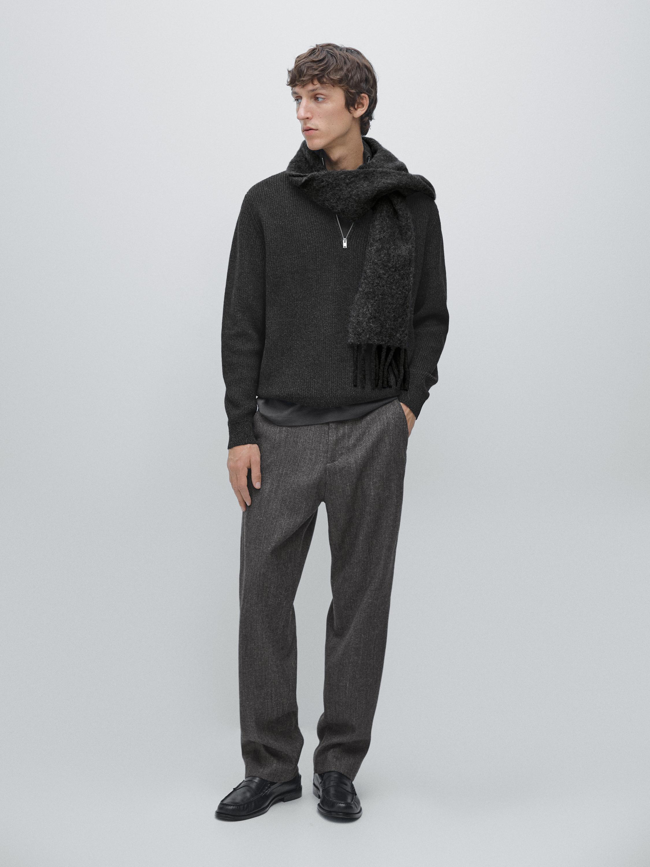 Pull en maille à col camionneur zippé