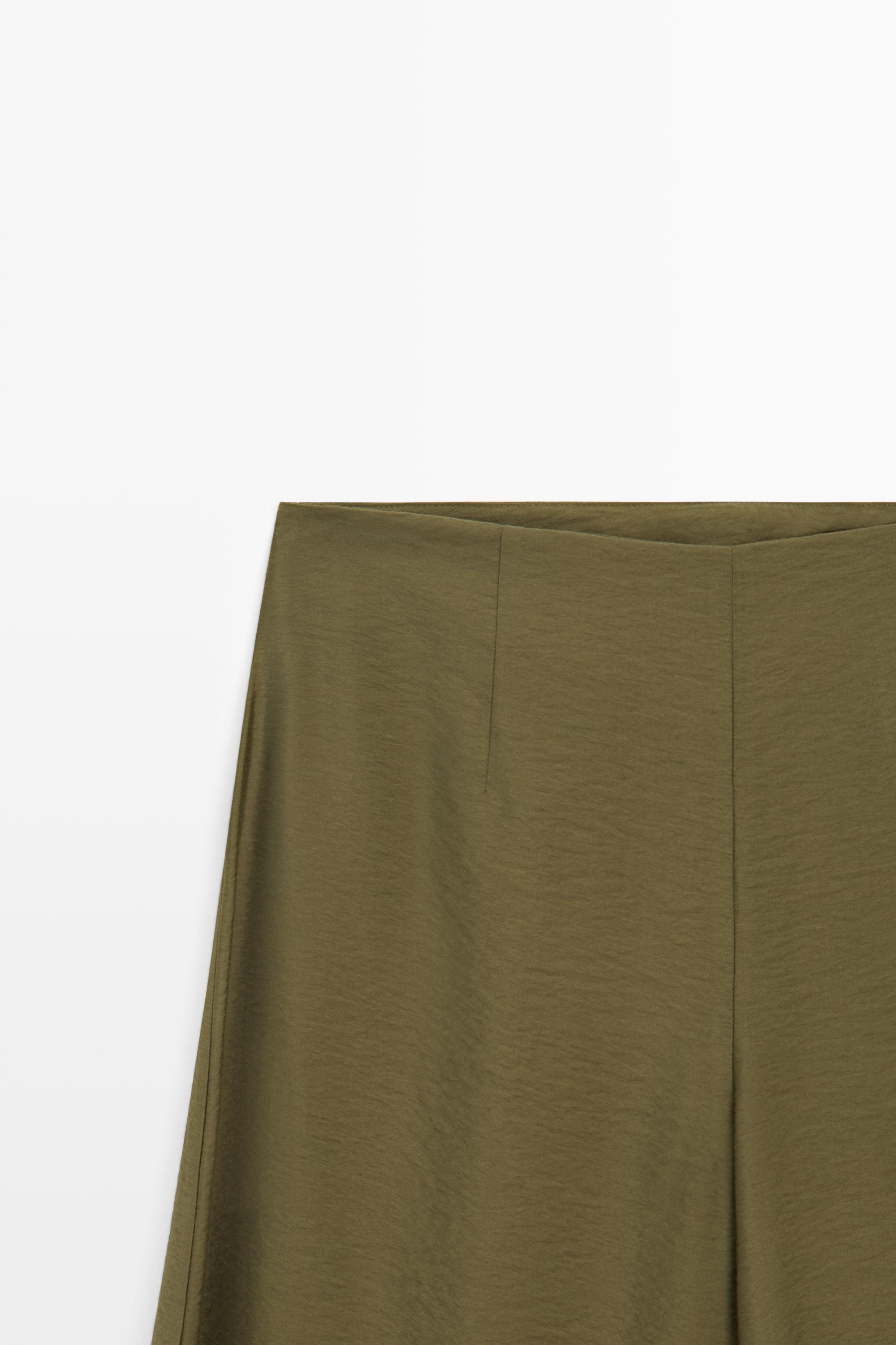 Massimo Dutti Dökümlü geniş paça total look pantolon görsel 5
