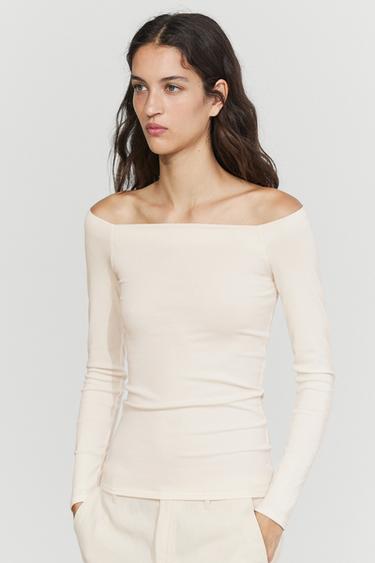 Stretch long sleeve top — CREAM 3