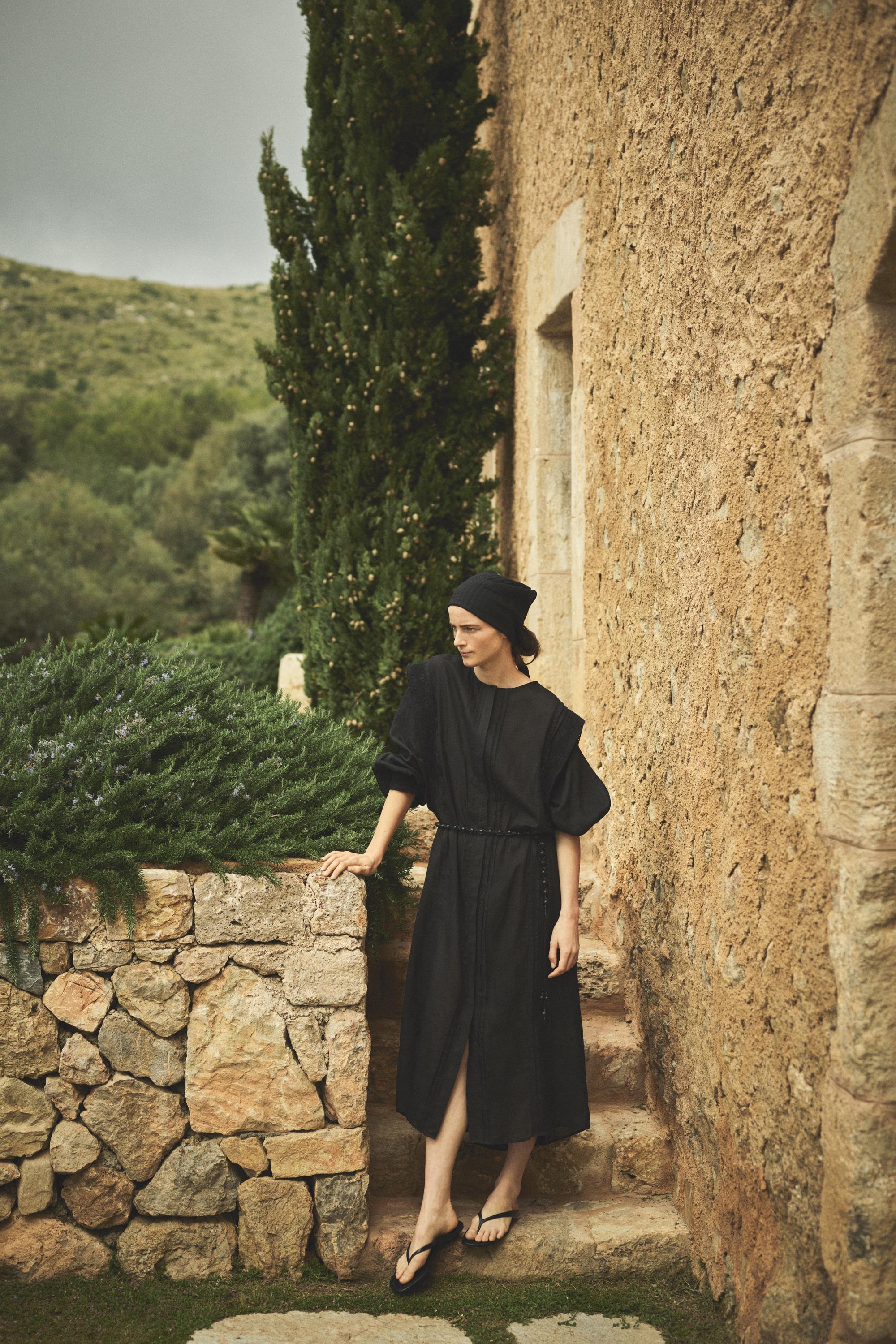 Flowing midi shirt dress — BLUE