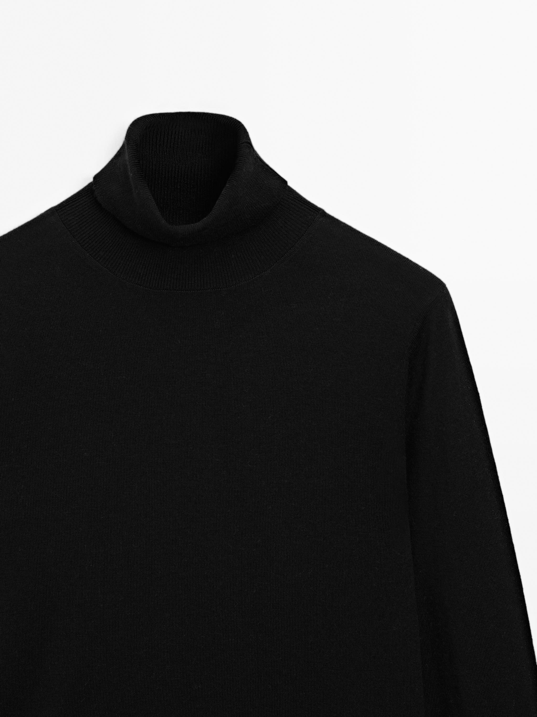 High neck wool blend sweater