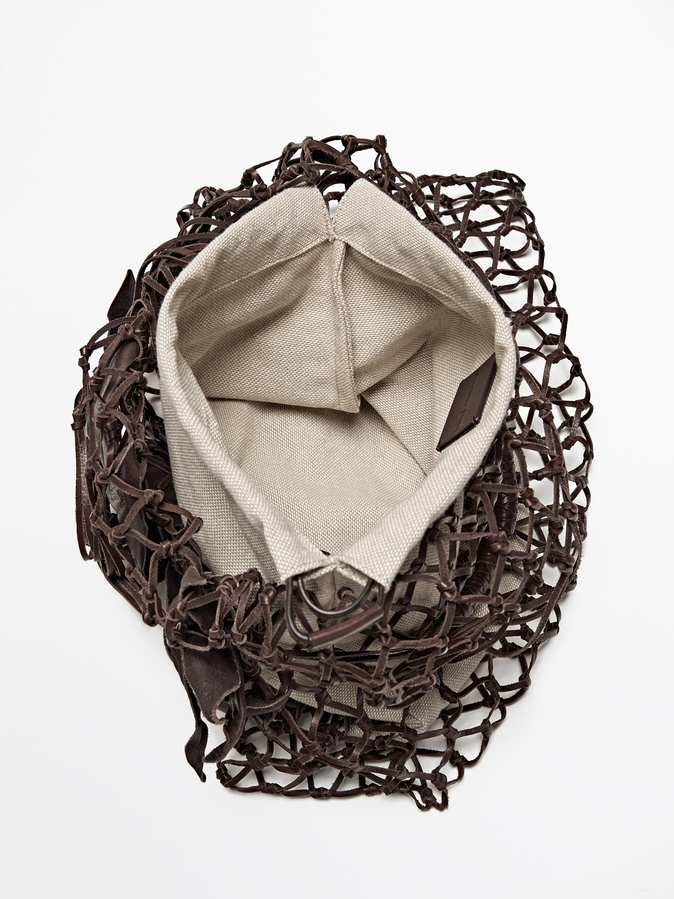 Nappa leather floral mesh bag