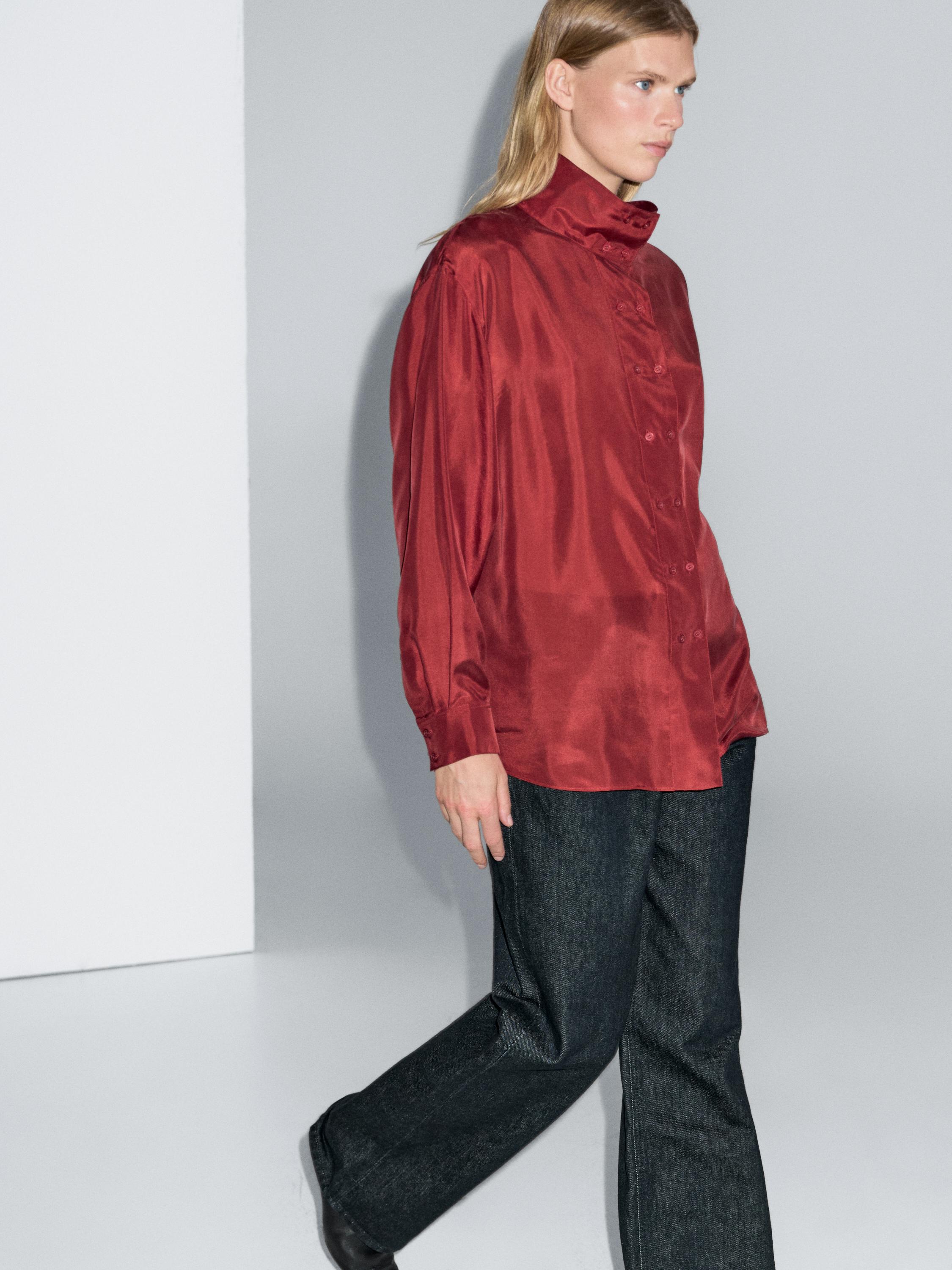 100% silk shirt with button details